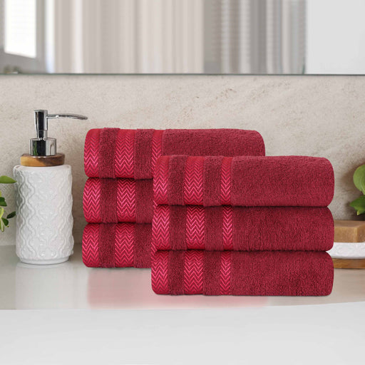 Hays Cotton Soft Medium Weight Hand Towel Set of 6 - Cranberry