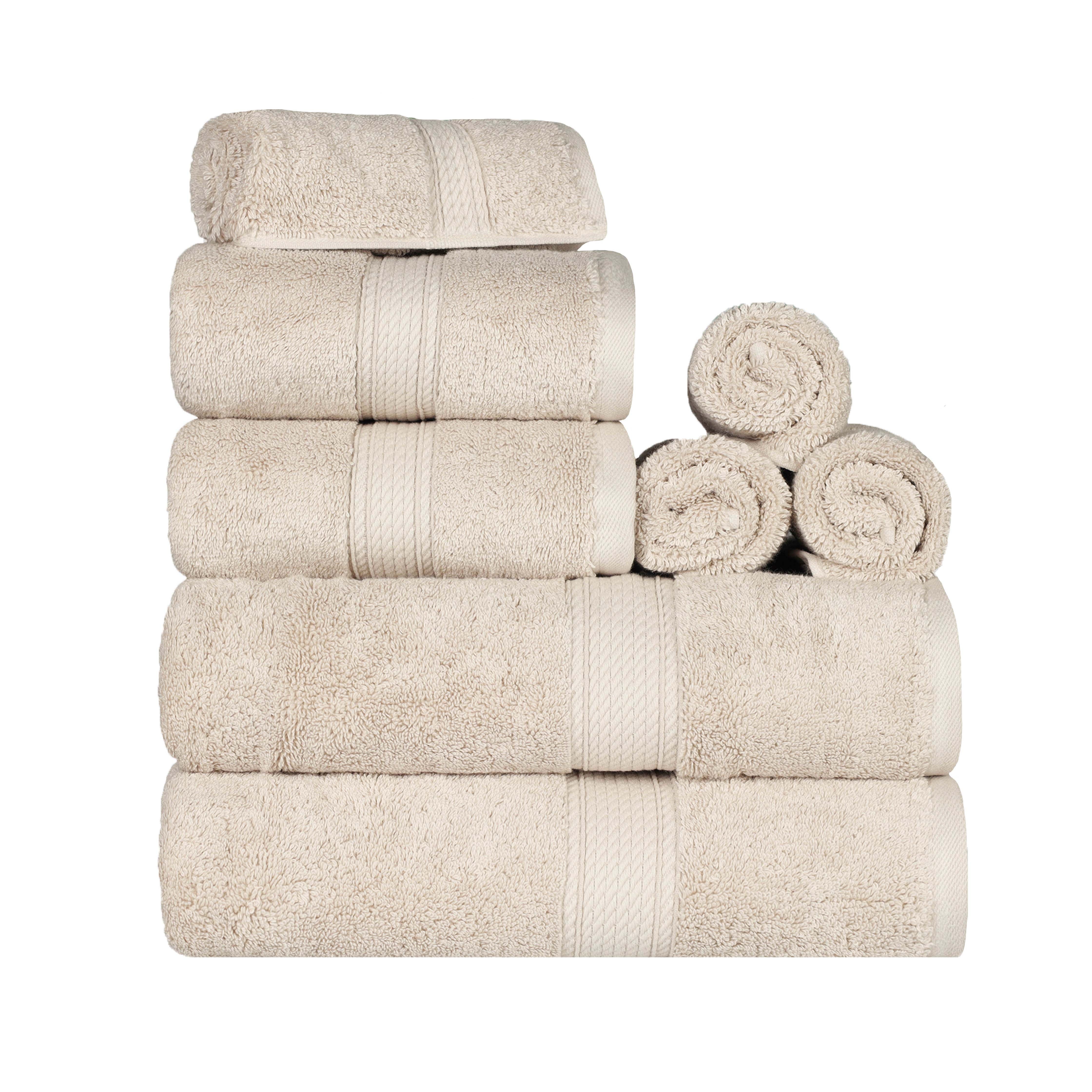 Egyptian Cotton Pile Plush Heavyweight Luxury Soft 8-Piece Towel Set - Blue Nile Mills