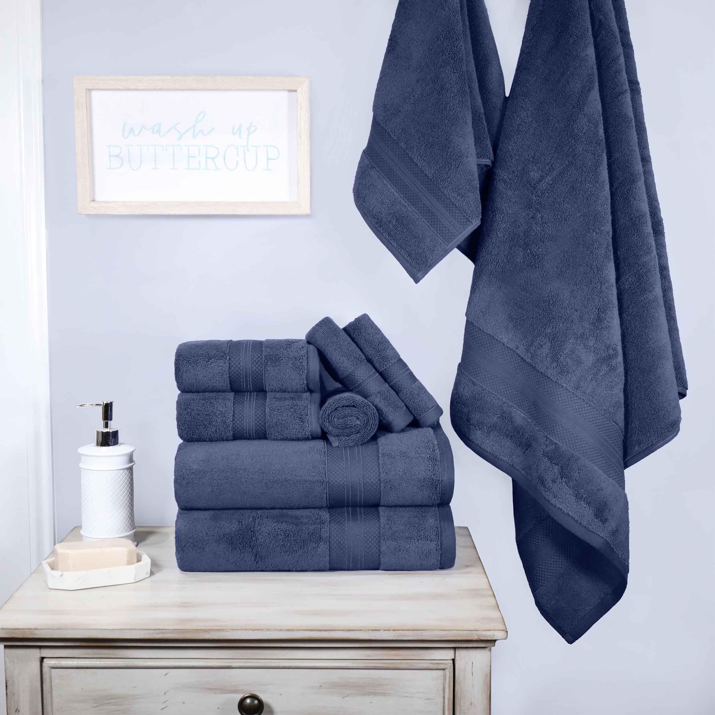 Turkish Cotton Highly Absorbent Solid 9 Piece Ultra-Plush Towel Set - Blue Nile Mills