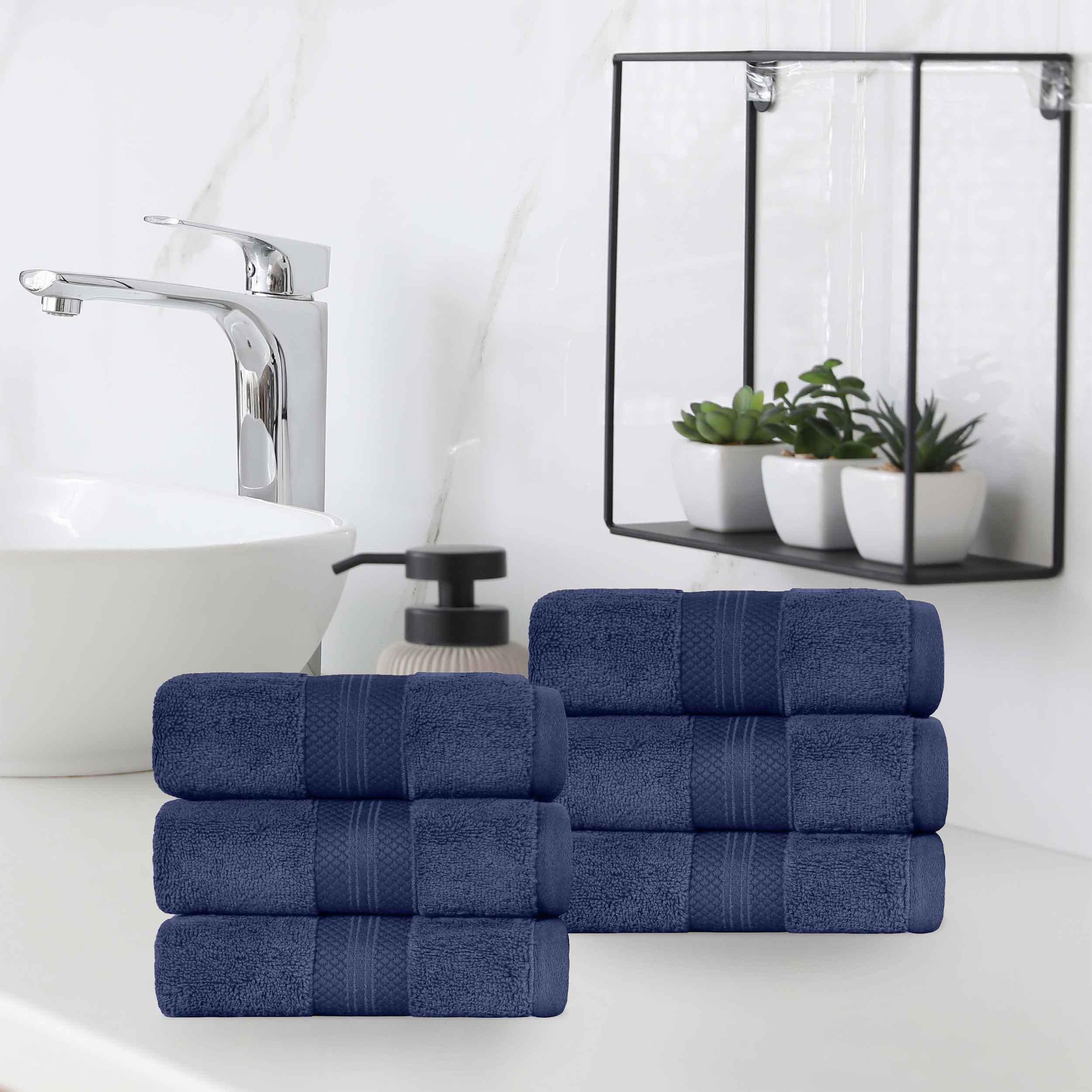 Turkish Cotton Absorbent Ultra-Plush Solid 6 Piece Hand Towel Set - Blue Nile Mills