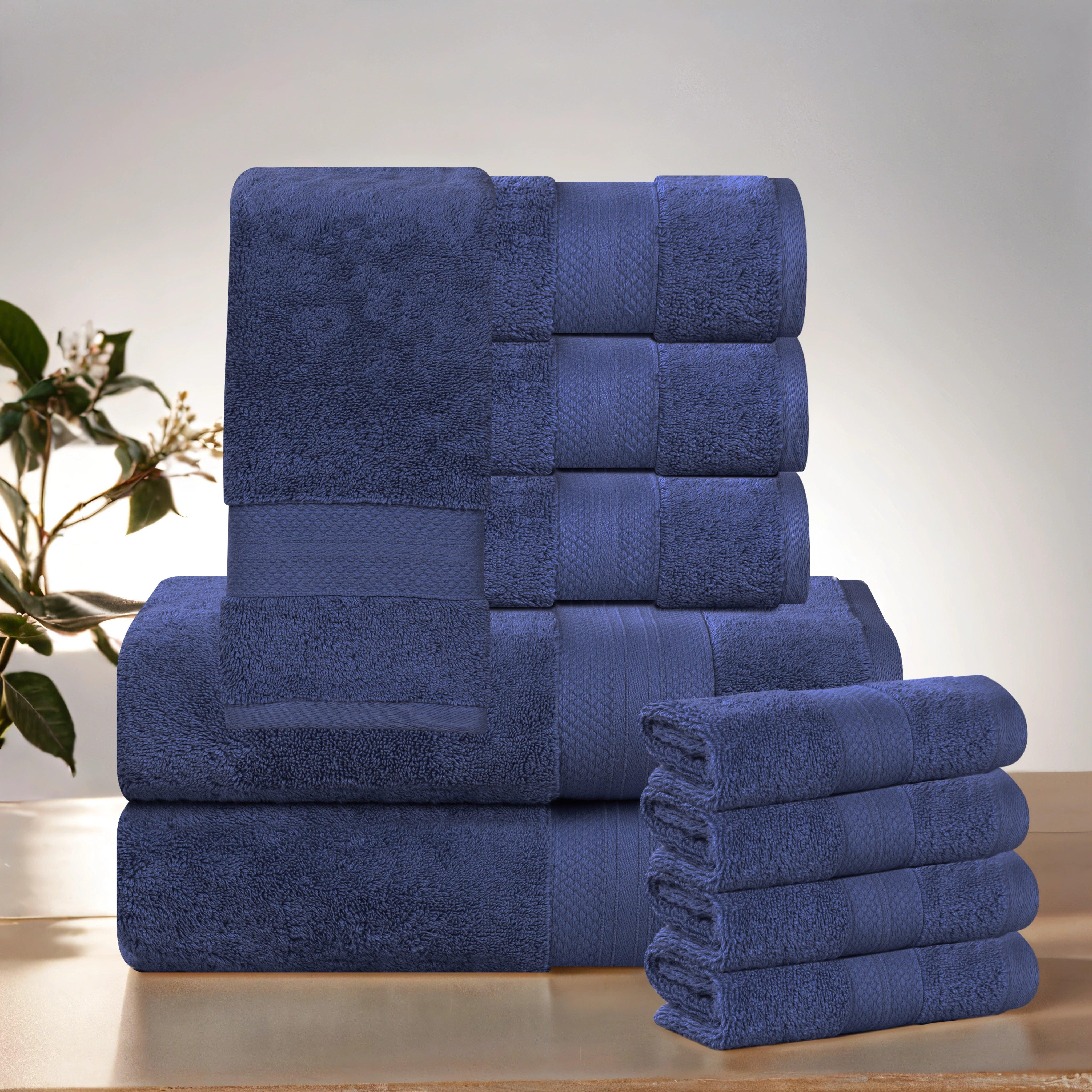 Aria Turkish Cotton Solid 10-Piece Heavyweight Towel Set - Blue Nile Mills