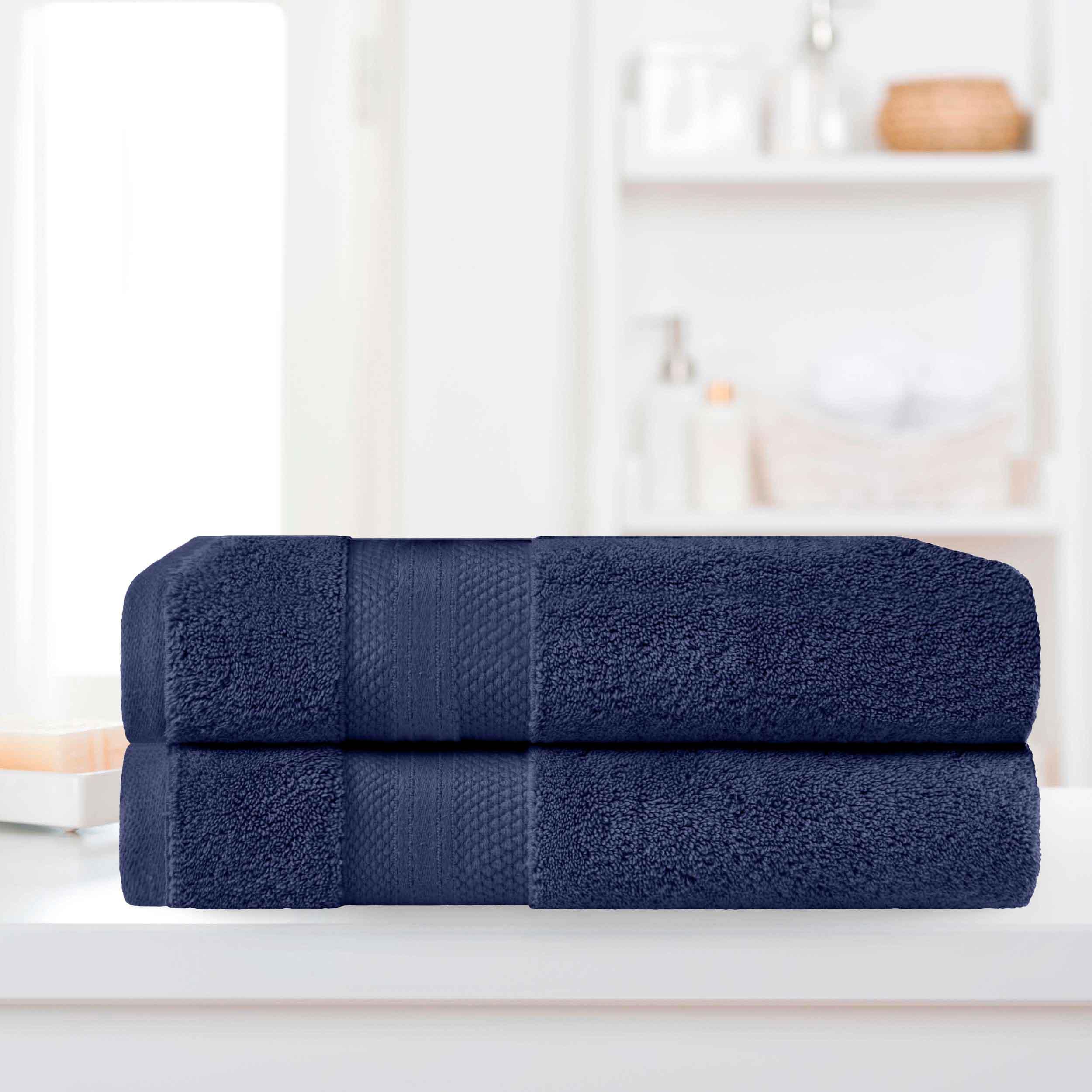 Turkish Cotton Absorbent Ultra-Plush Solid 2 Piece Bath Sheet Set - Blue Nile Mills
