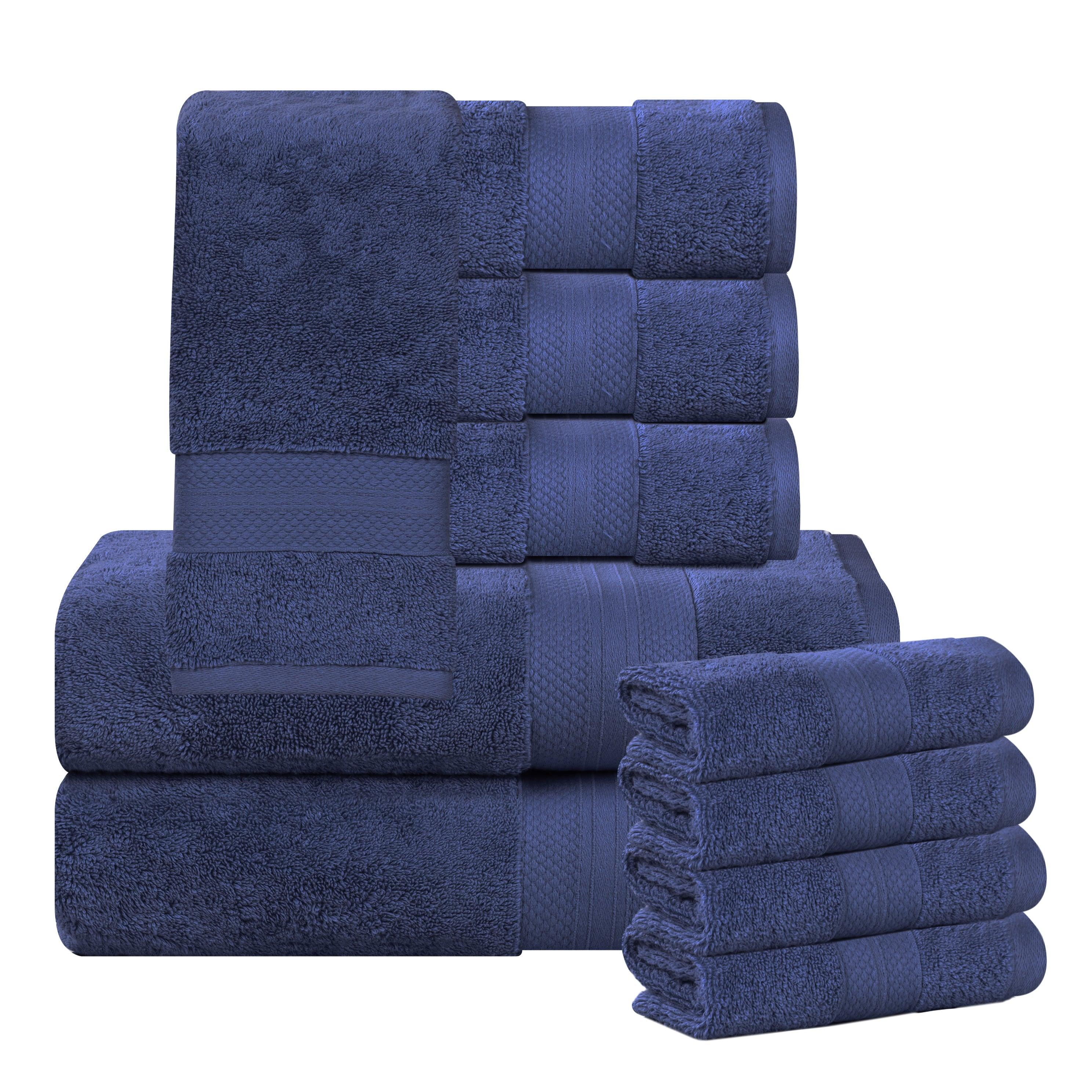 Aria Turkish Cotton Solid 10-Piece Heavyweight Towel Set - Blue Nile Mills