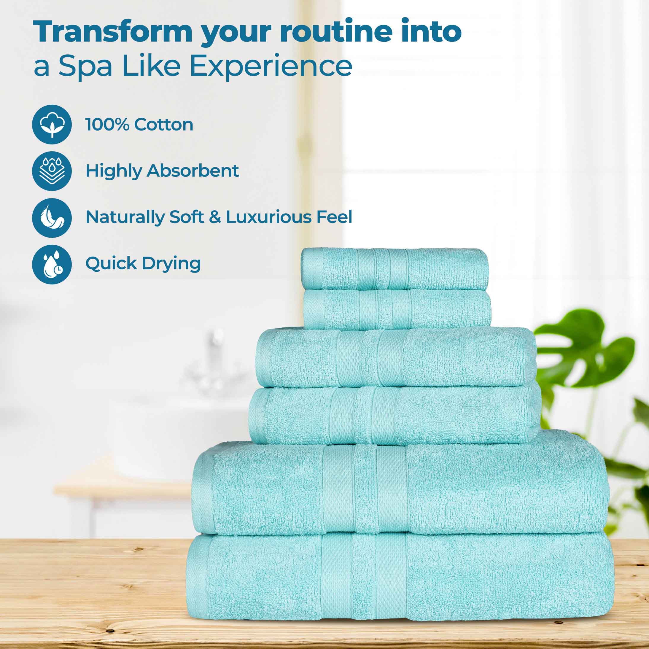 Ultra-Soft Cotton Absorbent Quick-Drying 12 Piece Assorted Towel Set - Blue Nile Mills