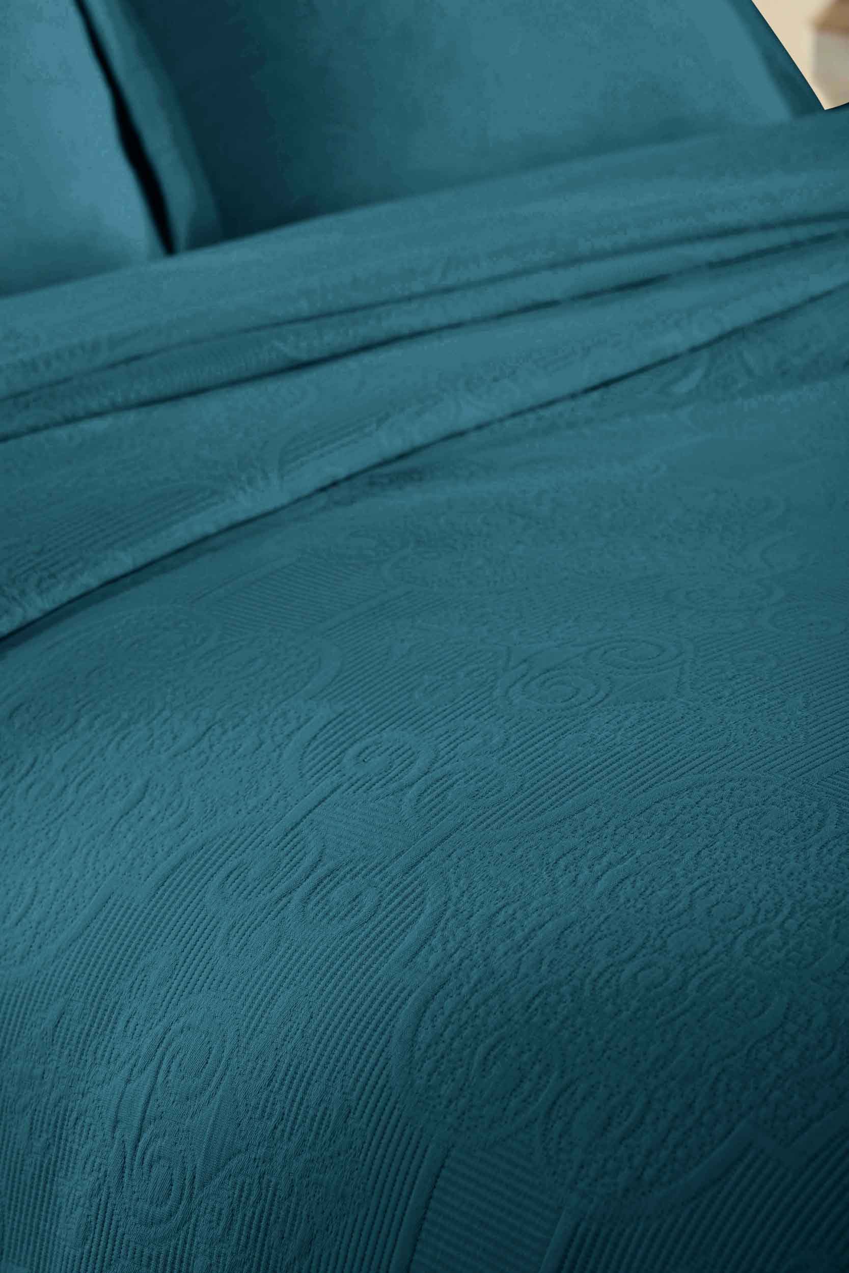 Florin Cotton Matelassé Weave Jacquard Scrolling Medallion Bedspread Set - Blue Nile Mills