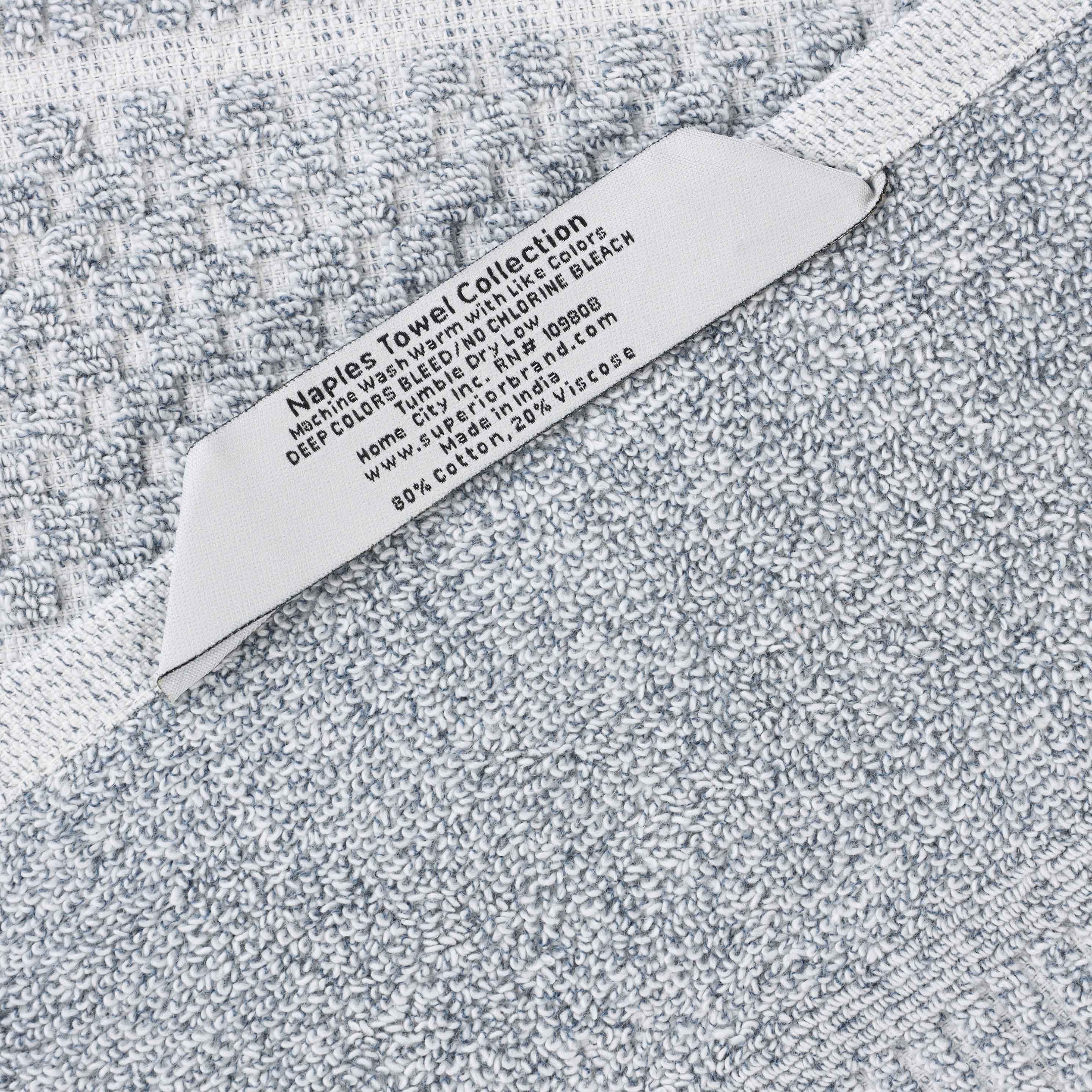 Naples Cotton Blend Checkered and Ribbed Hand Towels, Set of 6 - Blue Nile Mills