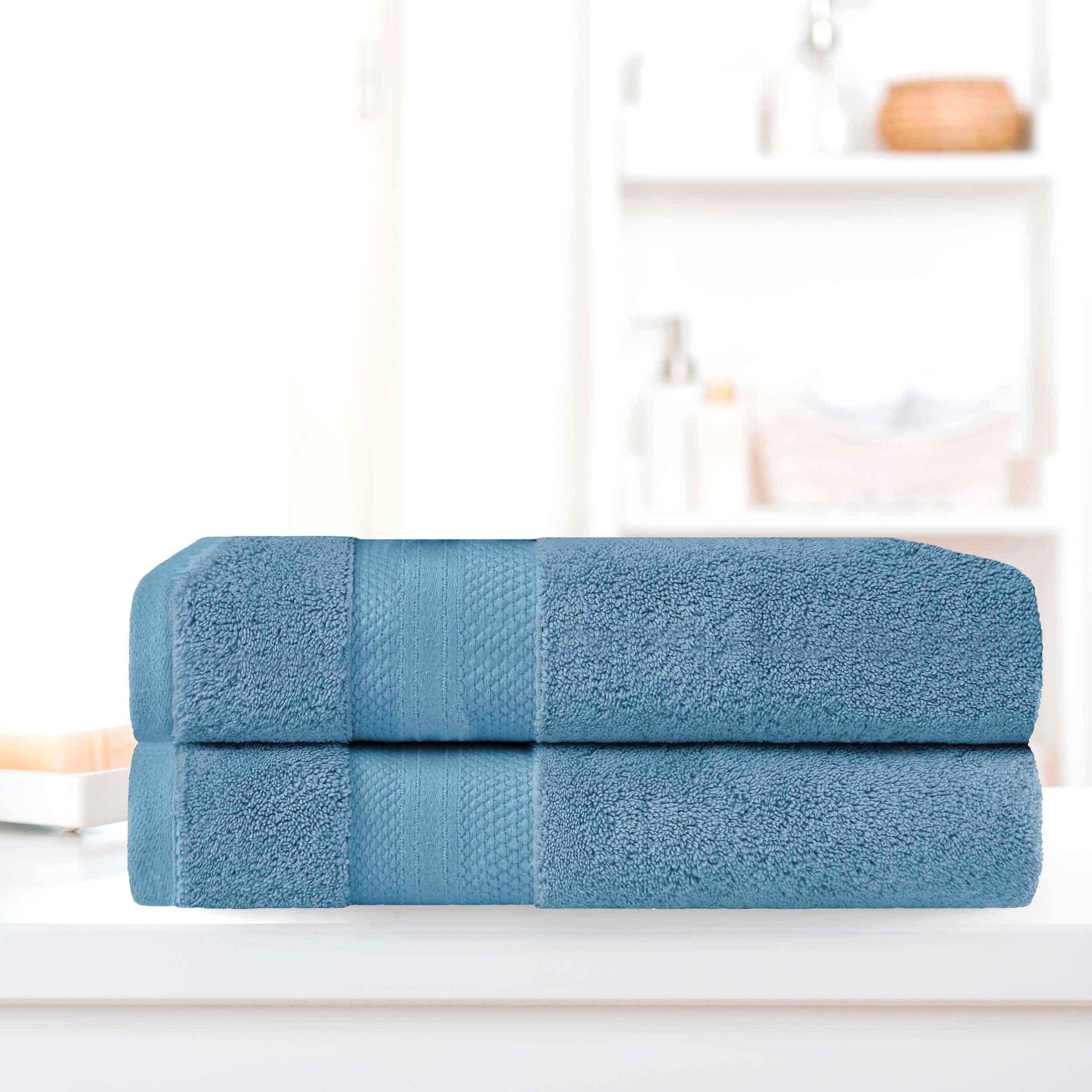 Turkish Cotton Absorbent Ultra-Plush Solid 2 Piece Bath Sheet Set - Blue Nile Mills