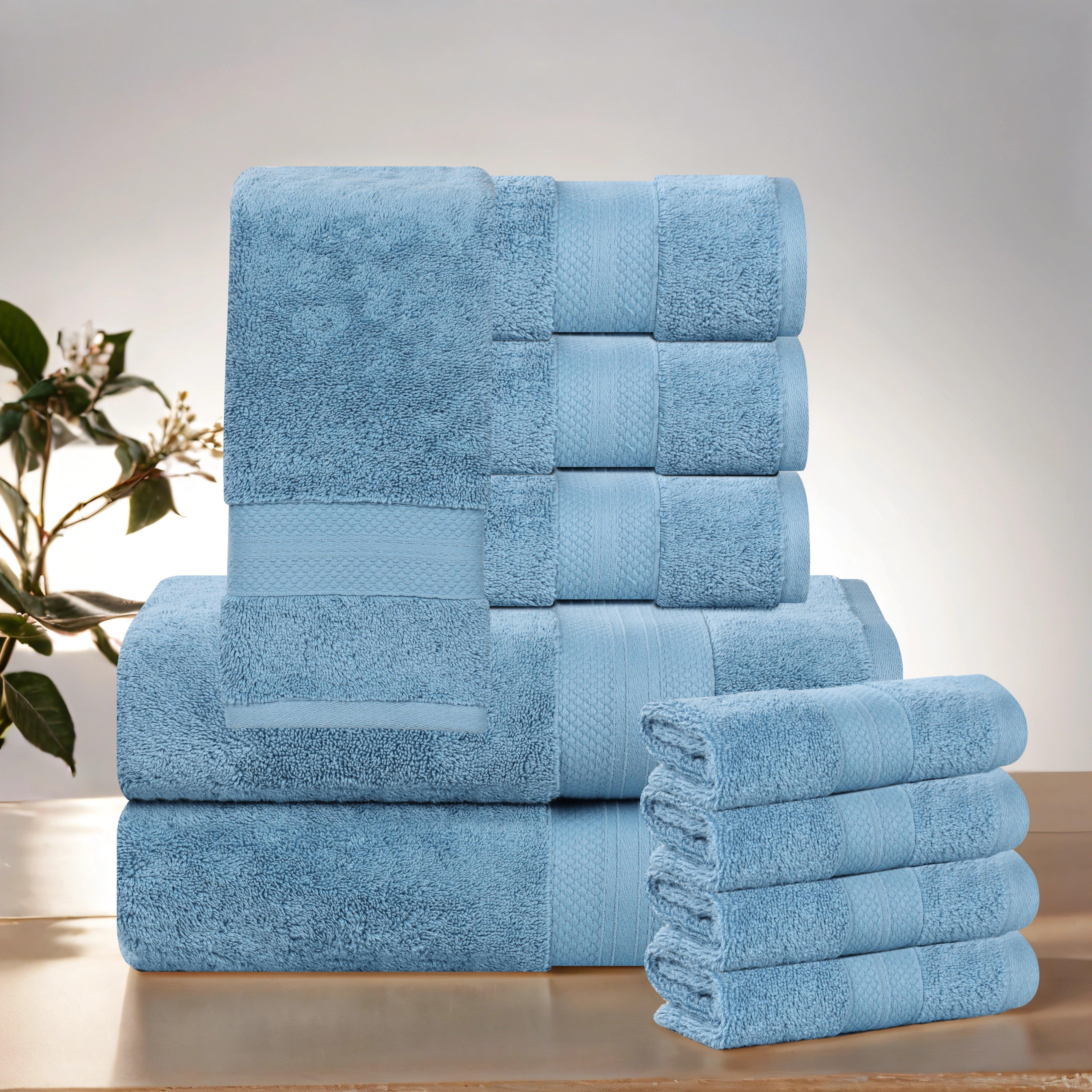 Aria Turkish Cotton Solid 10-Piece Heavyweight Towel Set - Blue Nile Mills