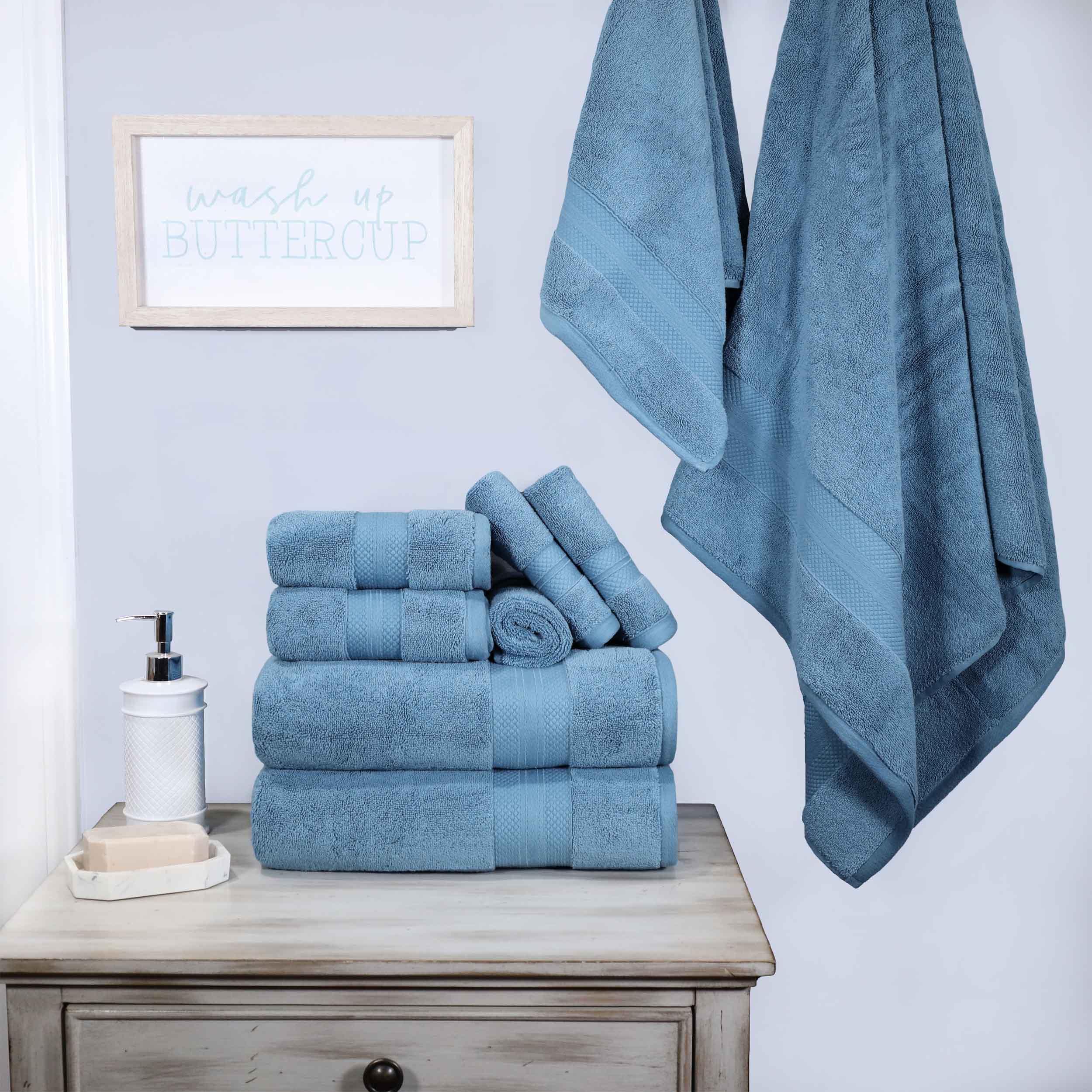 Turkish Cotton Highly Absorbent Solid 9 Piece Ultra-Plush Towel Set - Blue Nile Mills
