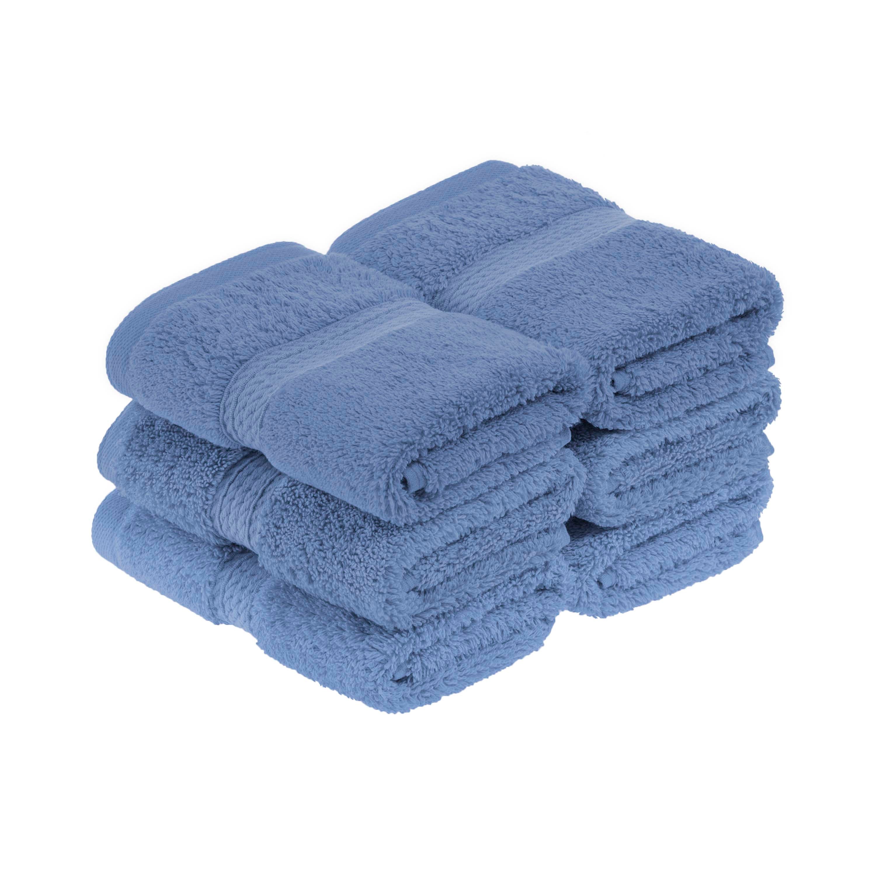 Egyptian Cotton Pile Plush Heavyweight Luxury Soft Face Towel Set of 6 - Blue Nile Mills