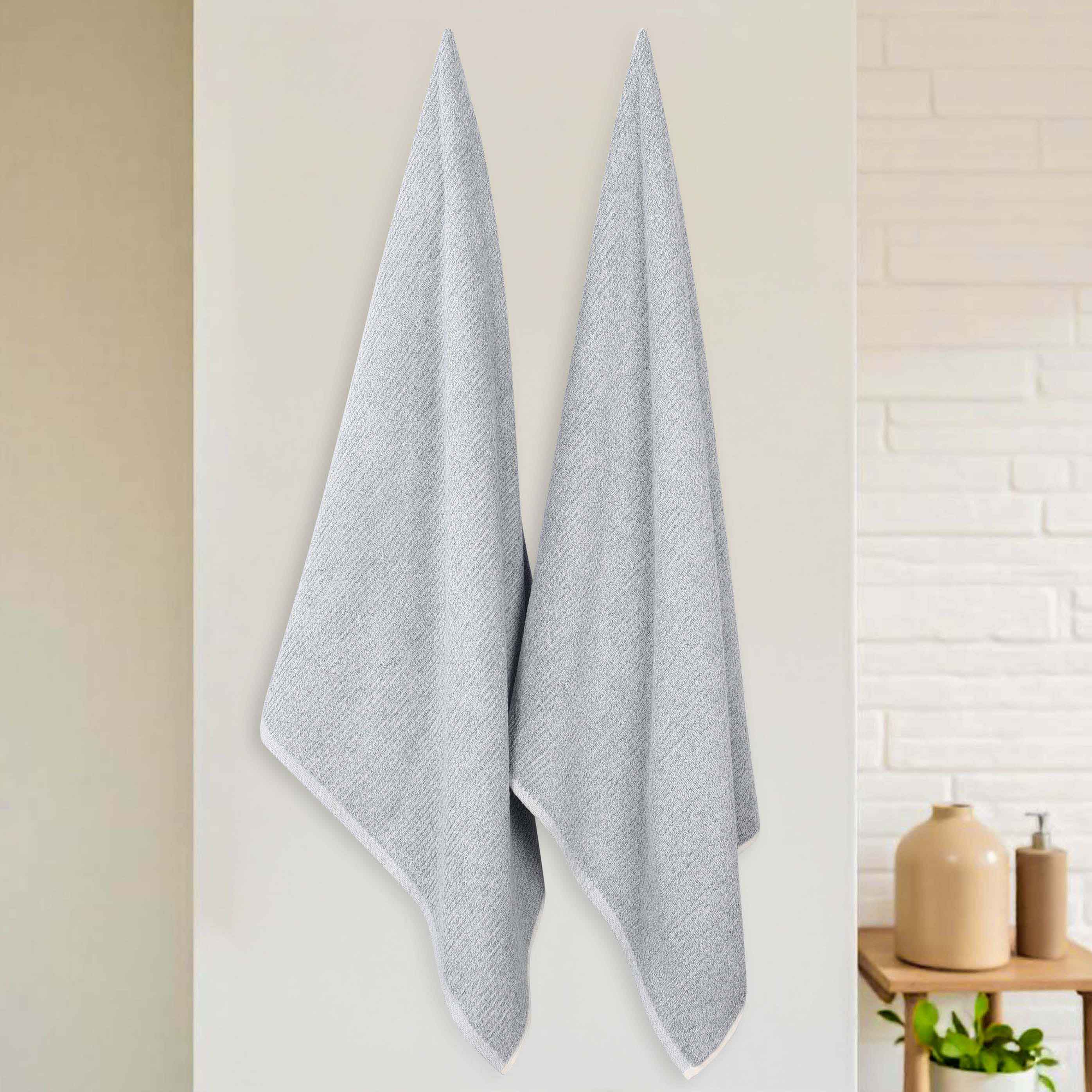 Destin Cotton Blend Solid Ribbed Design Bath Sheets, Set of 2 - Blue Nile Mills