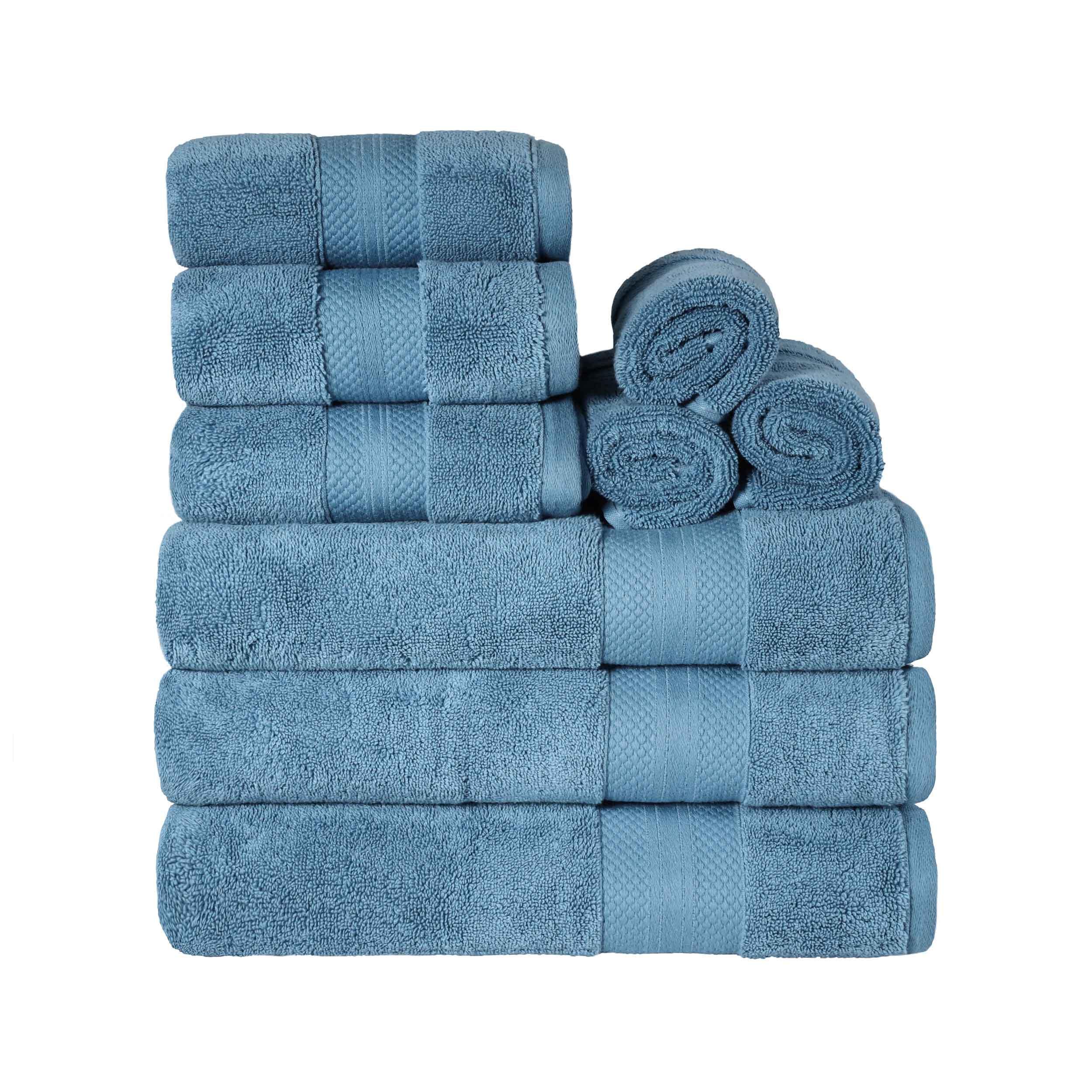 Turkish Cotton Highly Absorbent Solid 9 Piece Ultra-Plush Towel Set - Blue Nile Mills