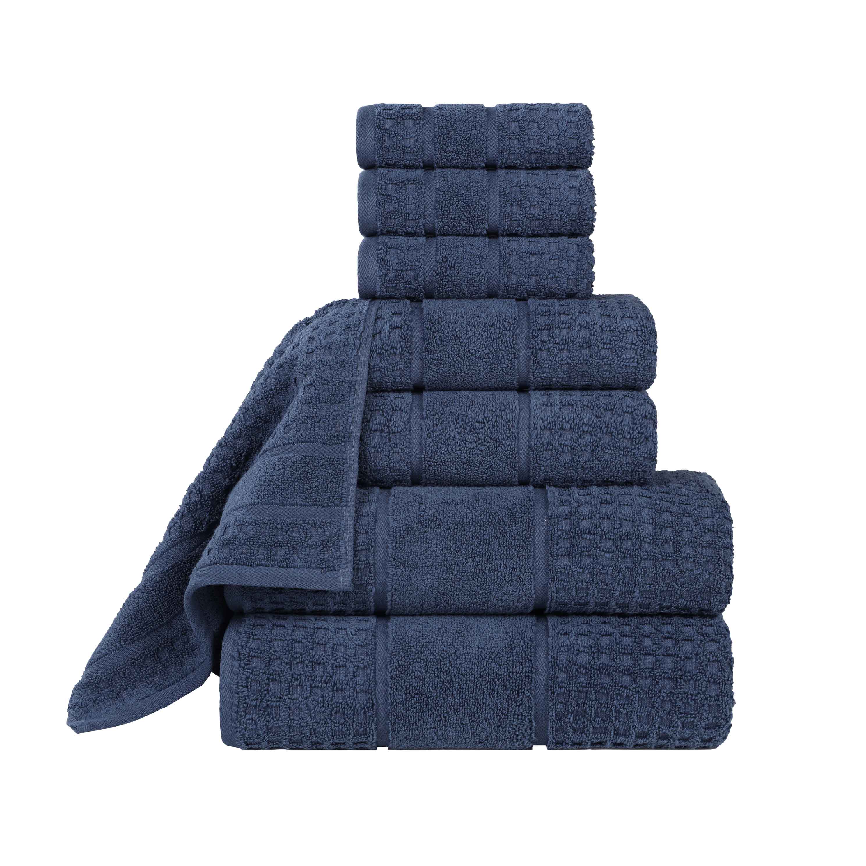 Zero Twist Cotton Waffle Honeycomb Soft Absorbent 8-Piece Towel Set - Blue Nile Mills