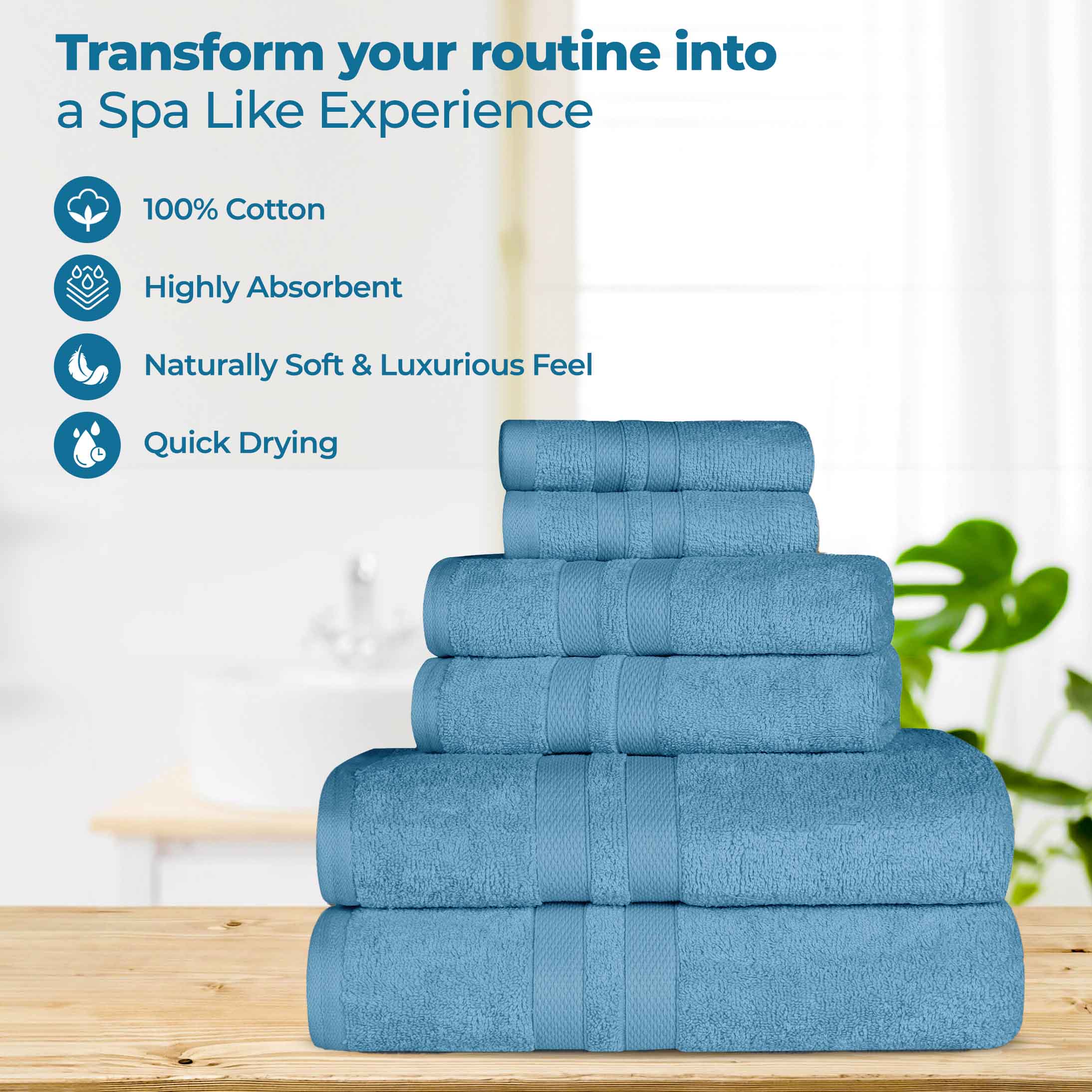 Ultra-Soft Cotton Absorbent Quick-Drying 12 Piece Assorted Towel Set - Blue Nile Mills