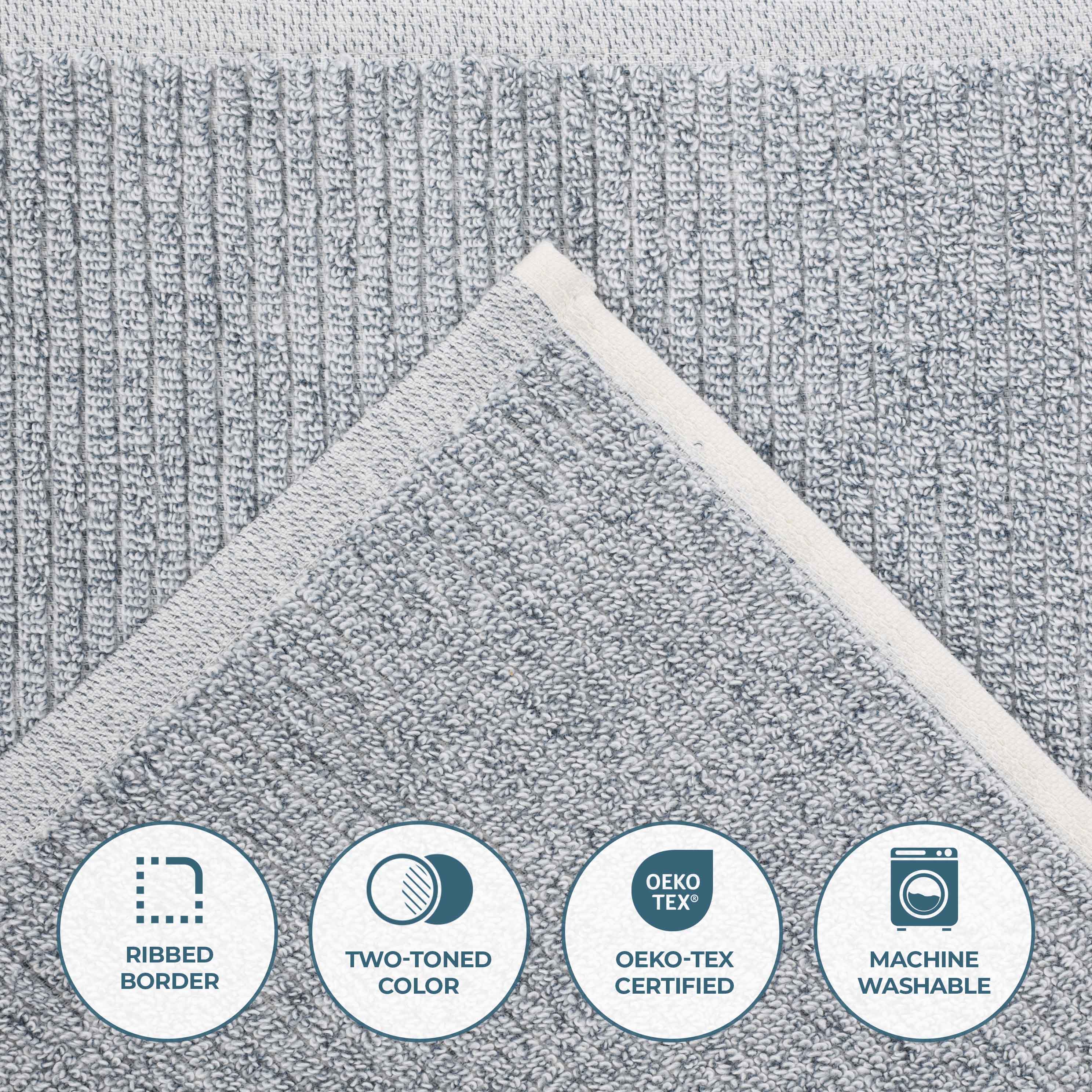 Destin Cotton Blend Solid Ribbed Design Bath Towels, Set of 2 - Blue Nile Mills