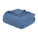 Basketweave All Season Cotton Bed Blanket & Sofa Throw -Denim Blue