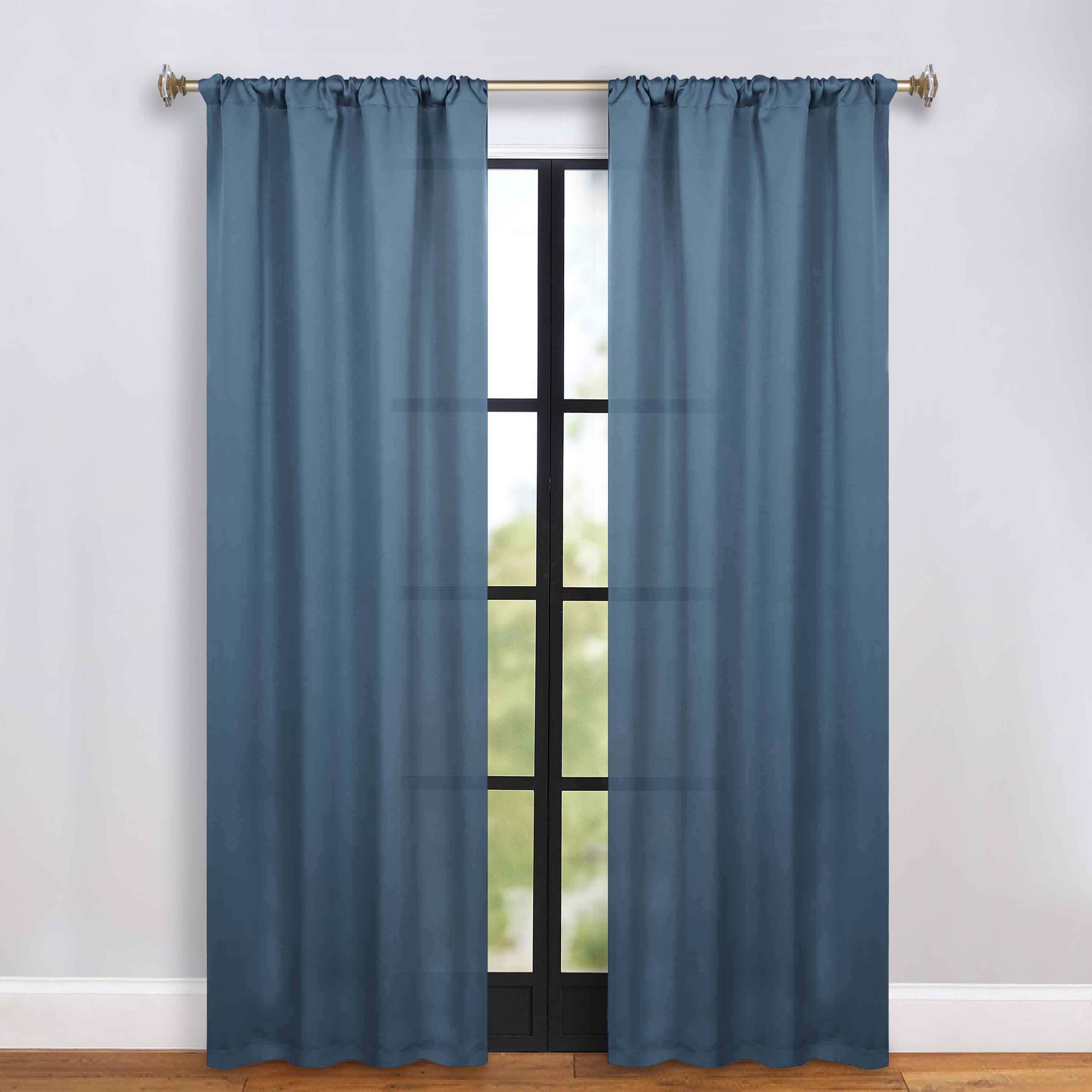 Solid Machine Washable Room Darkening Blackout Curtains, Set of 2 - Blue Nile Mills