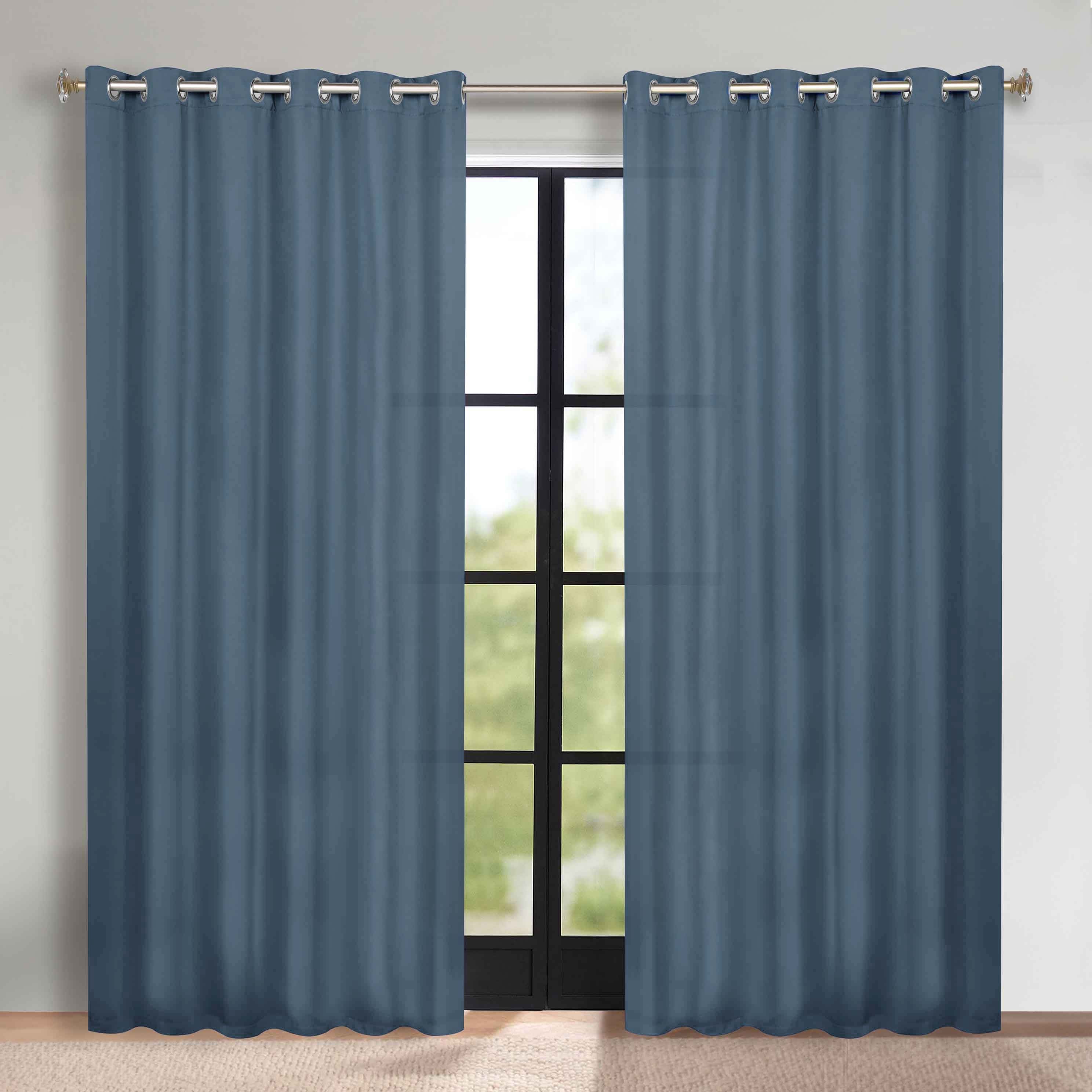 Solid Machine Washable Room Darkening Blackout Curtains, Set of 2 - Blue Nile Mills