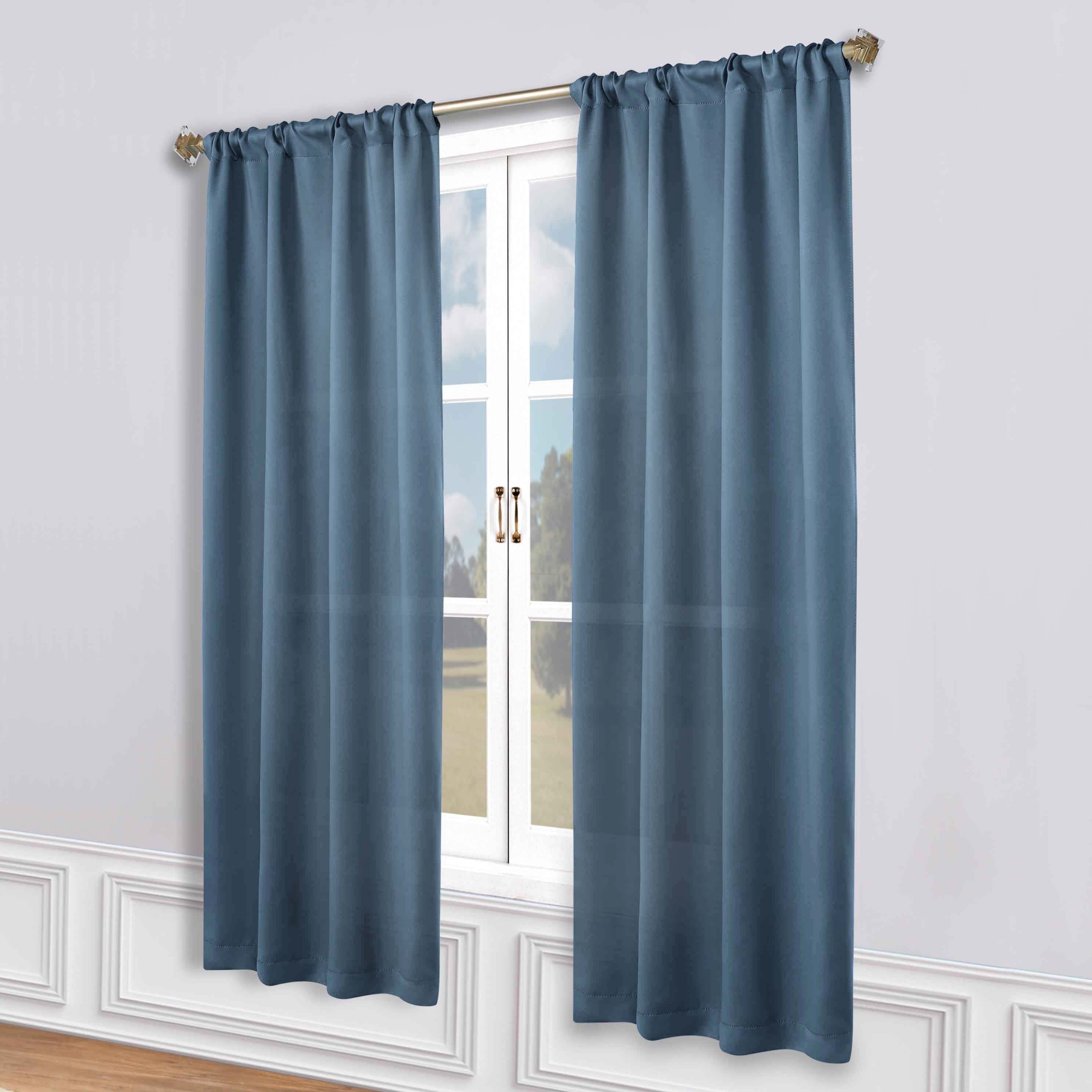 Solid Machine Washable Room Darkening Blackout Curtains, Set of 2 - Blue Nile Mills