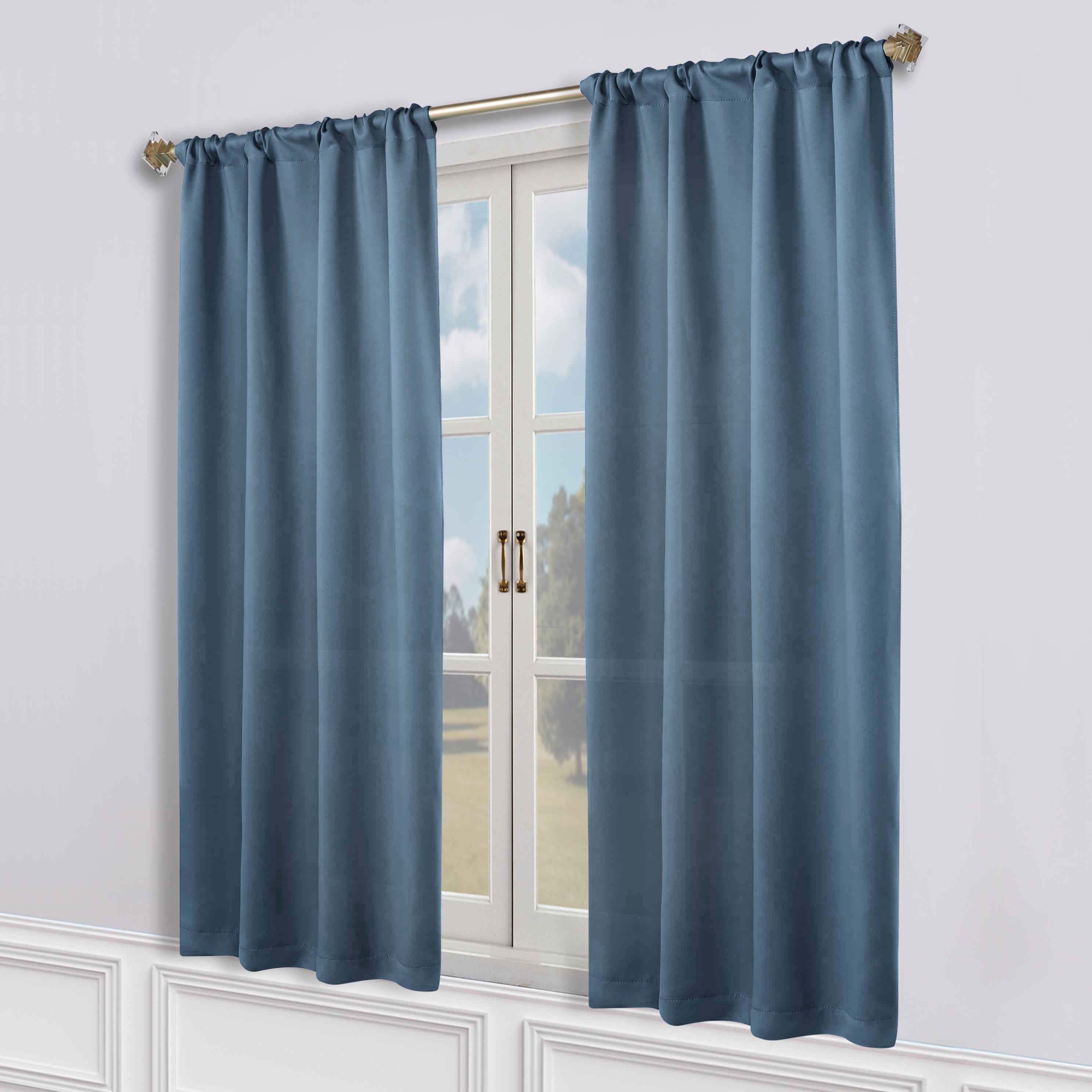 Solid Machine Washable Room Darkening Blackout Curtains, Set of 2 - Blue Nile Mills