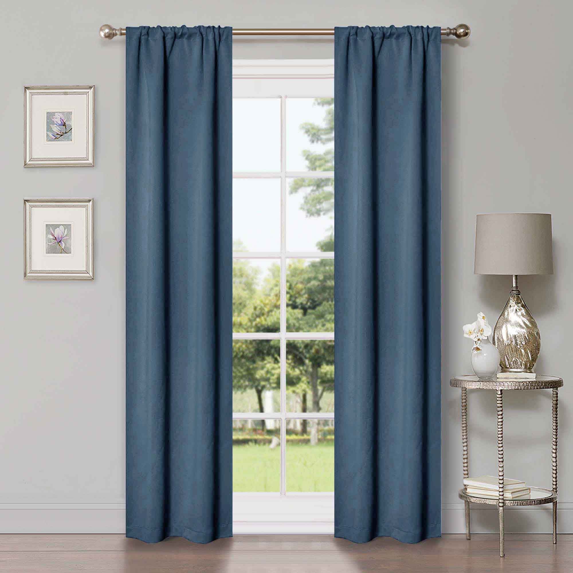 Solid Machine Washable Room Darkening Blackout Curtains, Set of 2 - Blue Nile Mills