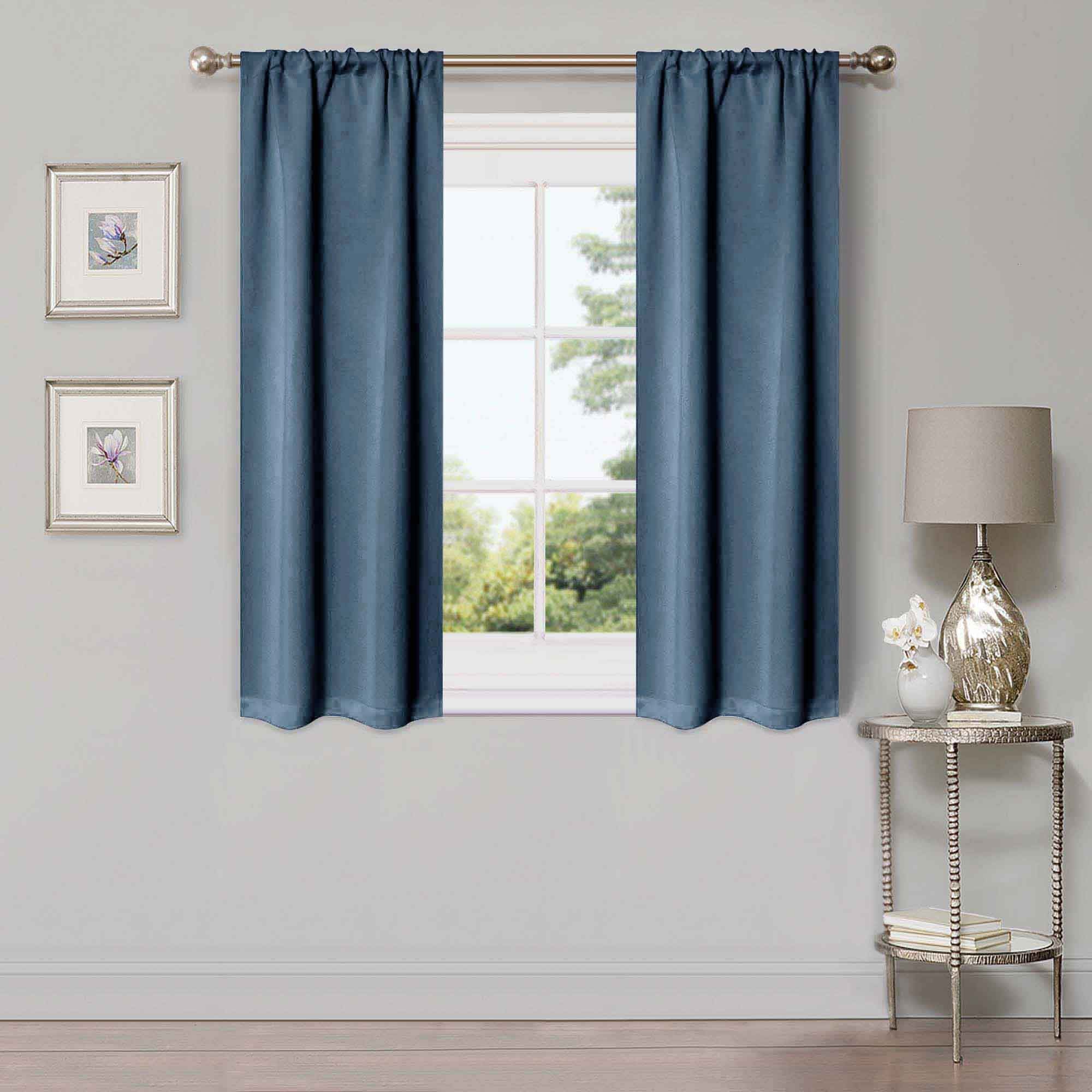 Solid Machine Washable Room Darkening Blackout Curtains, Set of 2 - Blue Nile Mills