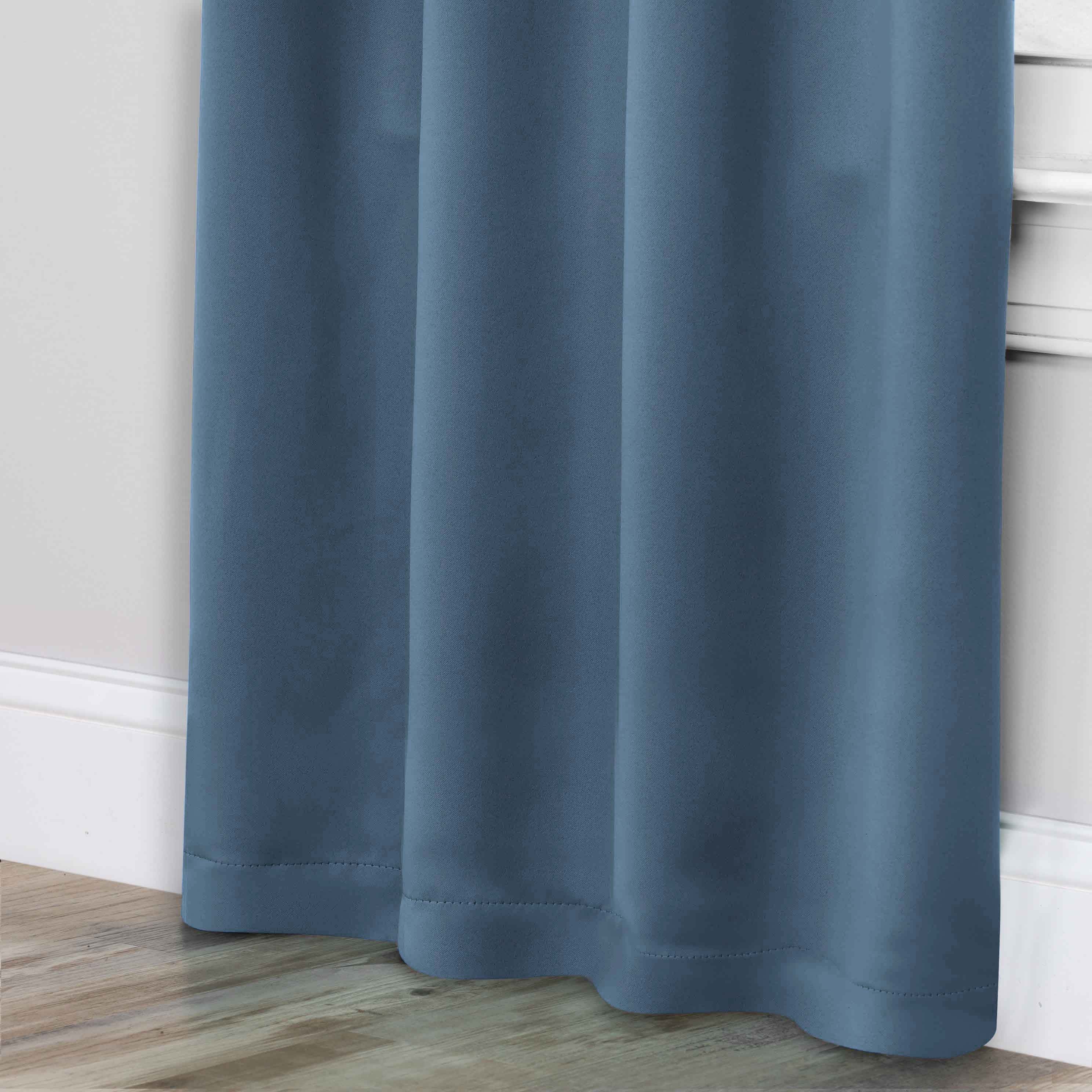 Solid Machine Washable Room Darkening Blackout Curtains, Set of 2 - Blue Nile Mills