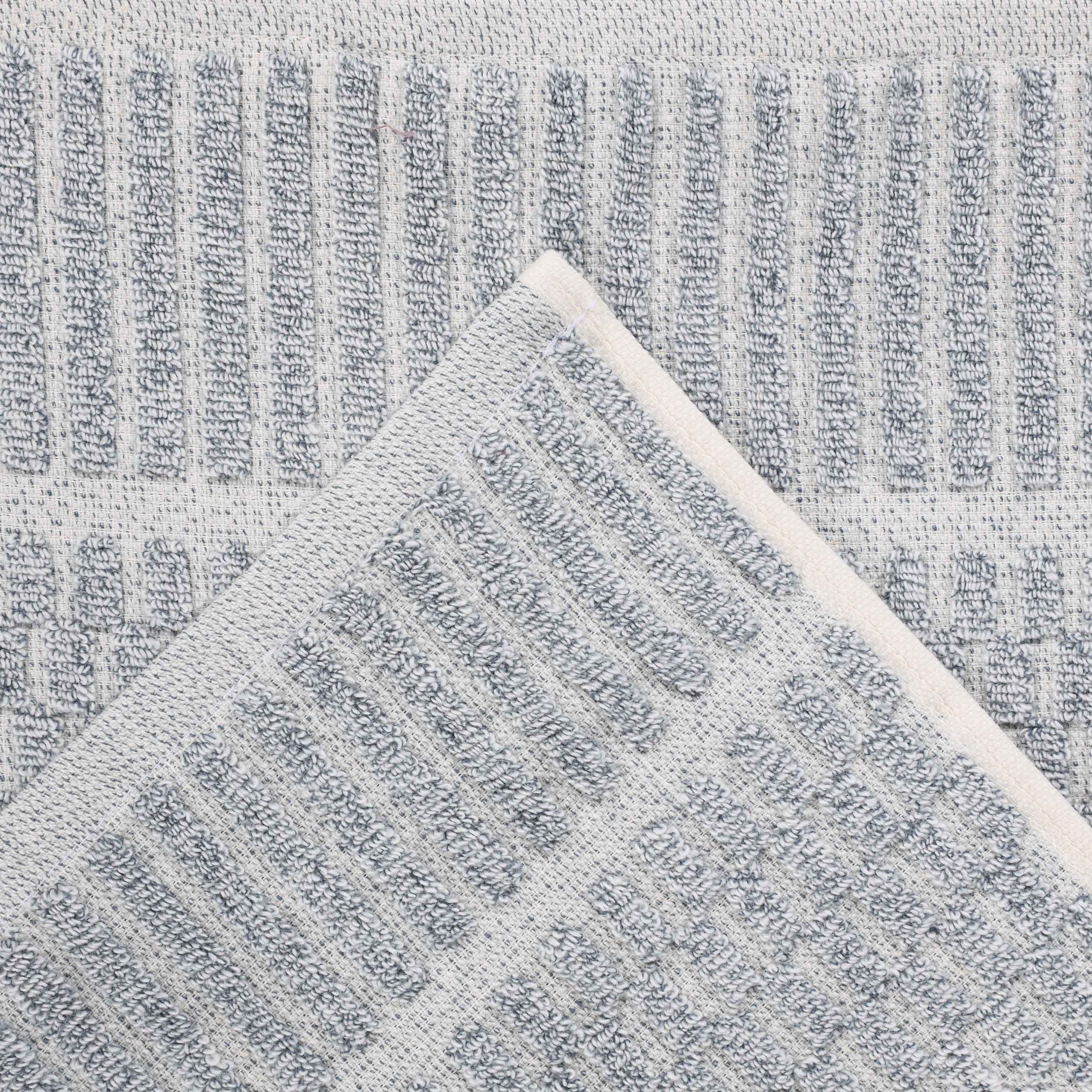 Juno Cotton Blend Medium Weight Checkered Border 3 Piece Towel Set - Blue Nile Mills