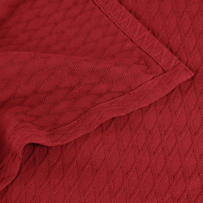 Cotton All Season Diamond Bed Blanket & Sofa Throw - Burgundy