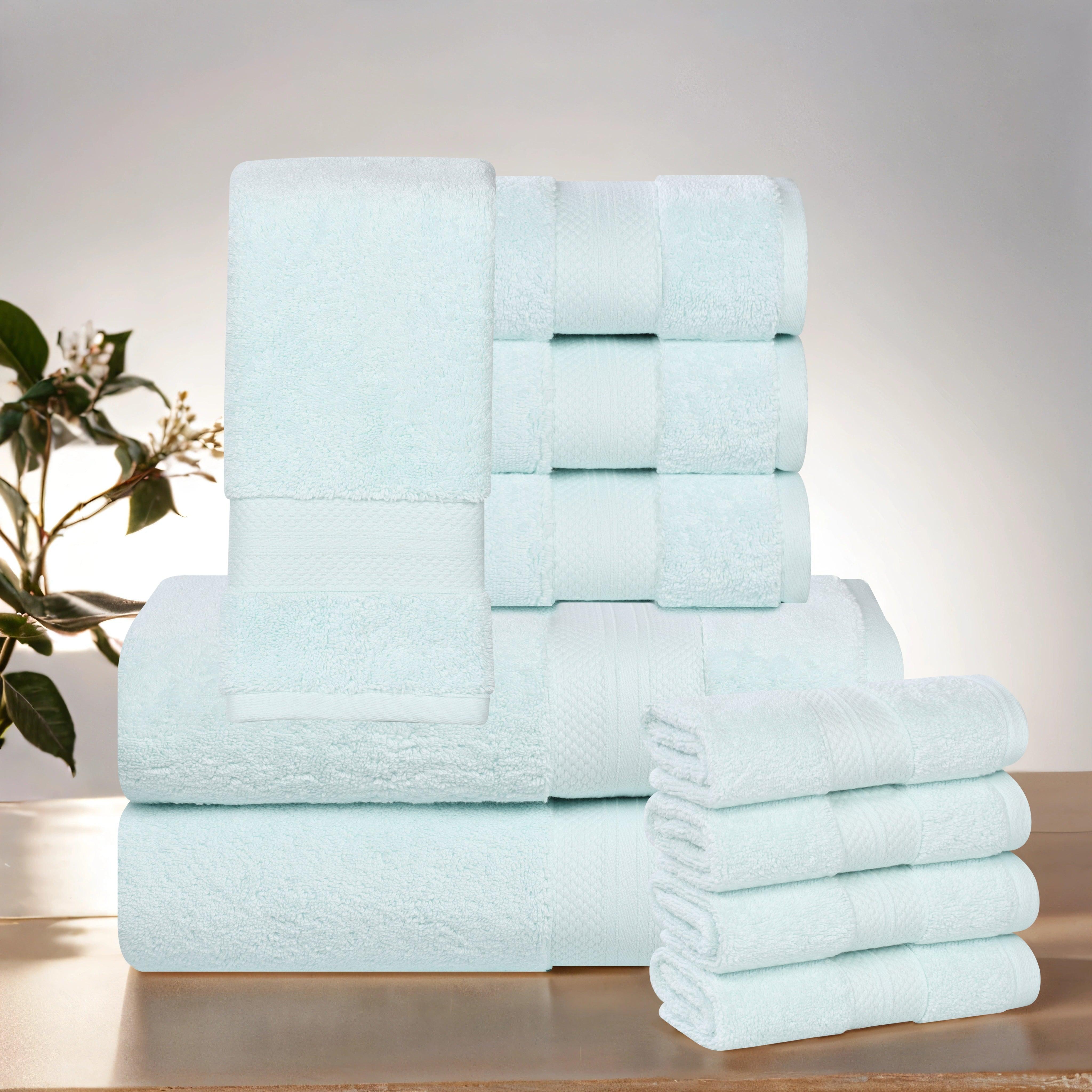 Aria Turkish Cotton Solid 10-Piece Heavyweight Towel Set - Blue Nile Mills