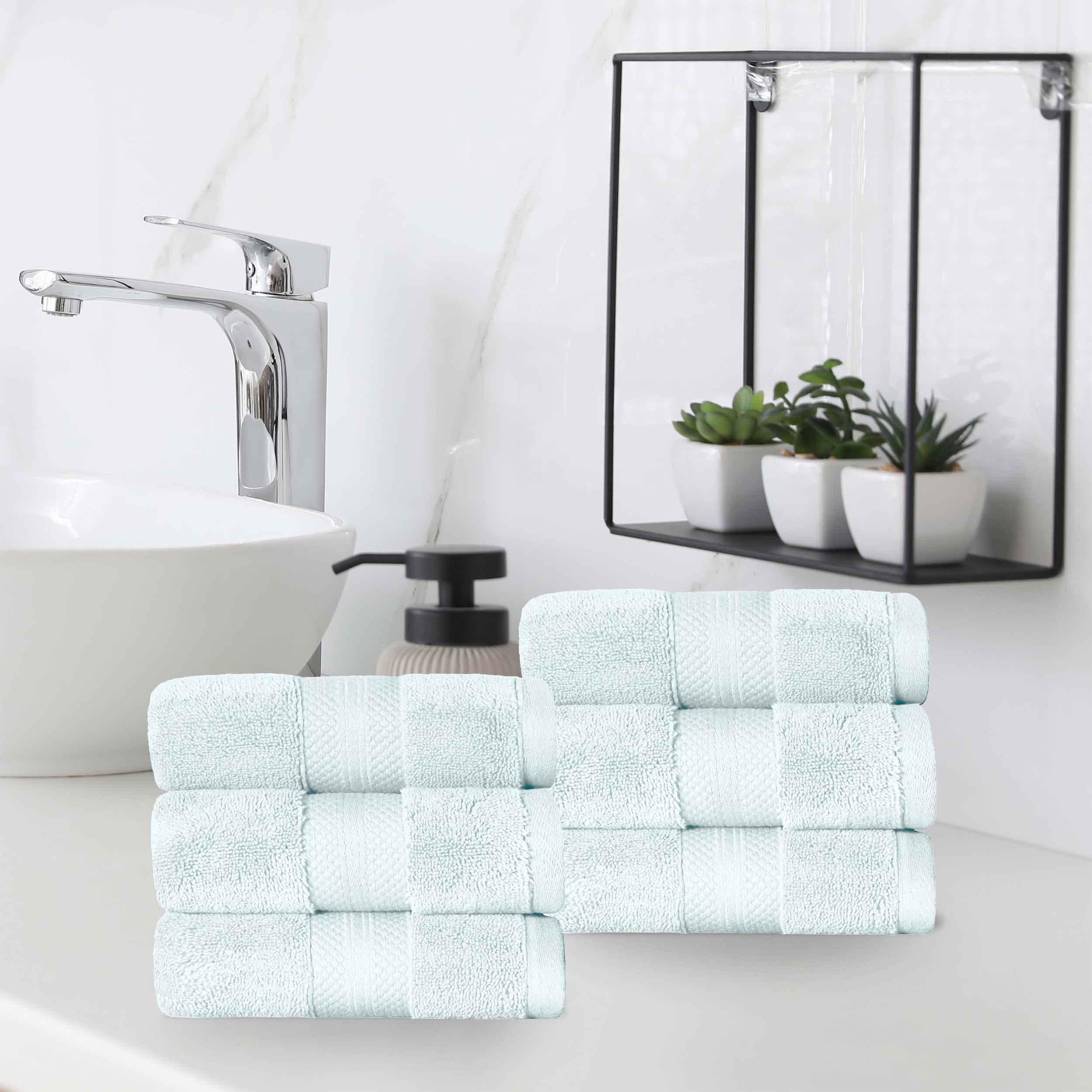 Turkish Cotton Absorbent Ultra-Plush Solid 6 Piece Hand Towel Set - Blue Nile Mills