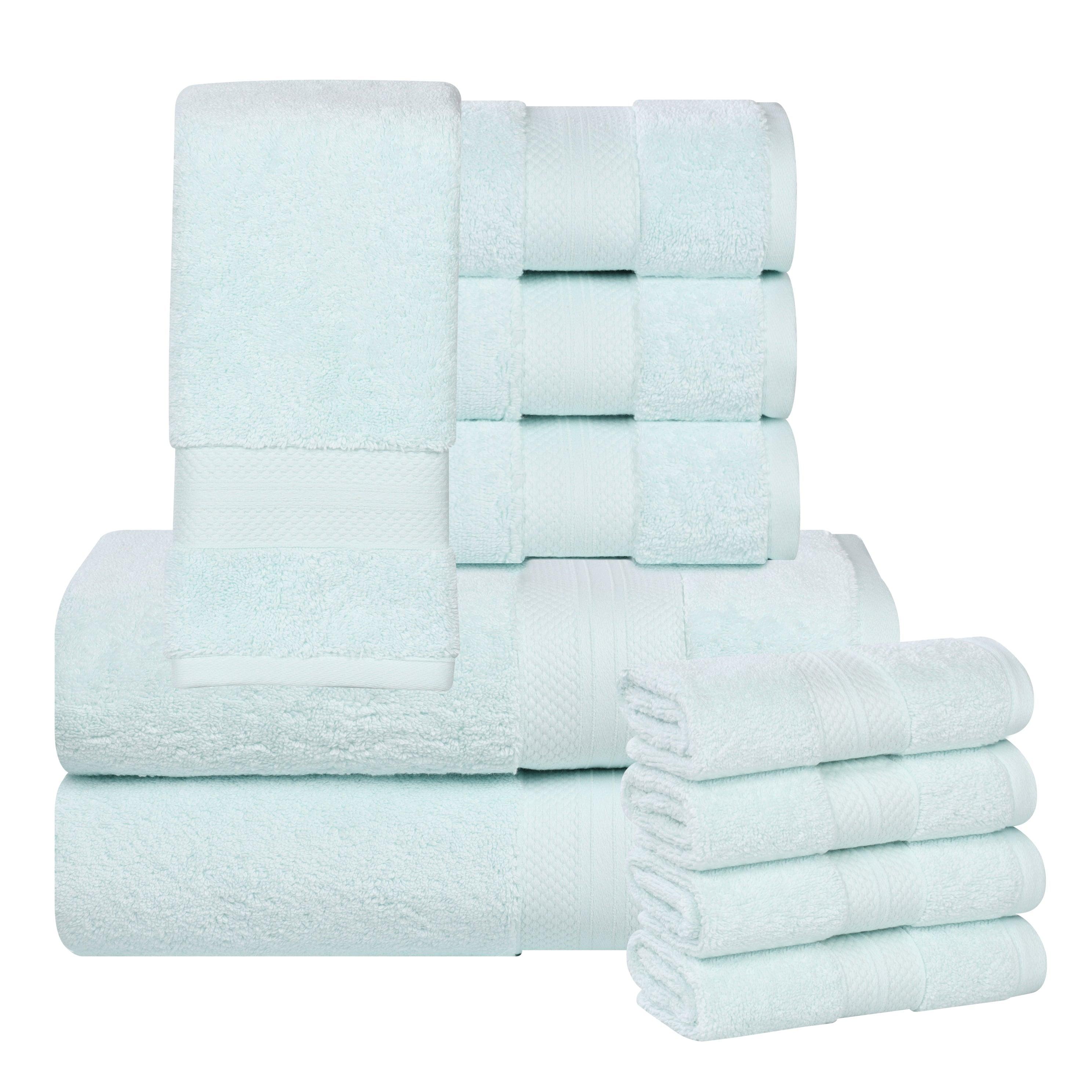 Aria Turkish Cotton Solid 10-Piece Heavyweight Towel Set - Blue Nile Mills