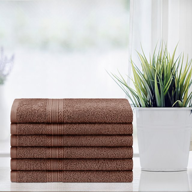 Eco Friendly Cotton 6 Piece Solid Hand Towel Set - Blue Nile Mills