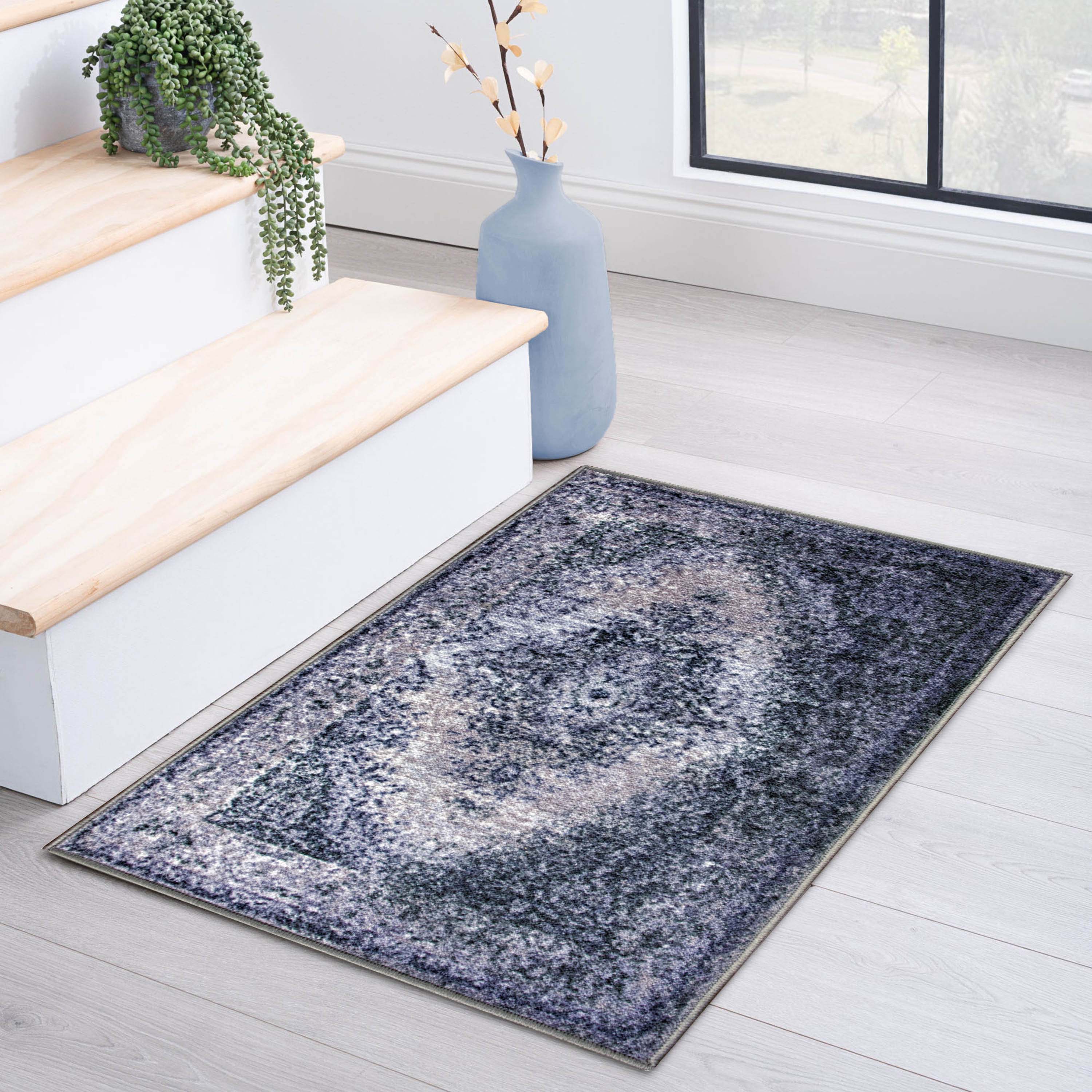 Eldwin Medallion Non-Slip Indoor Washable Area Rug - Blue Nile Mills