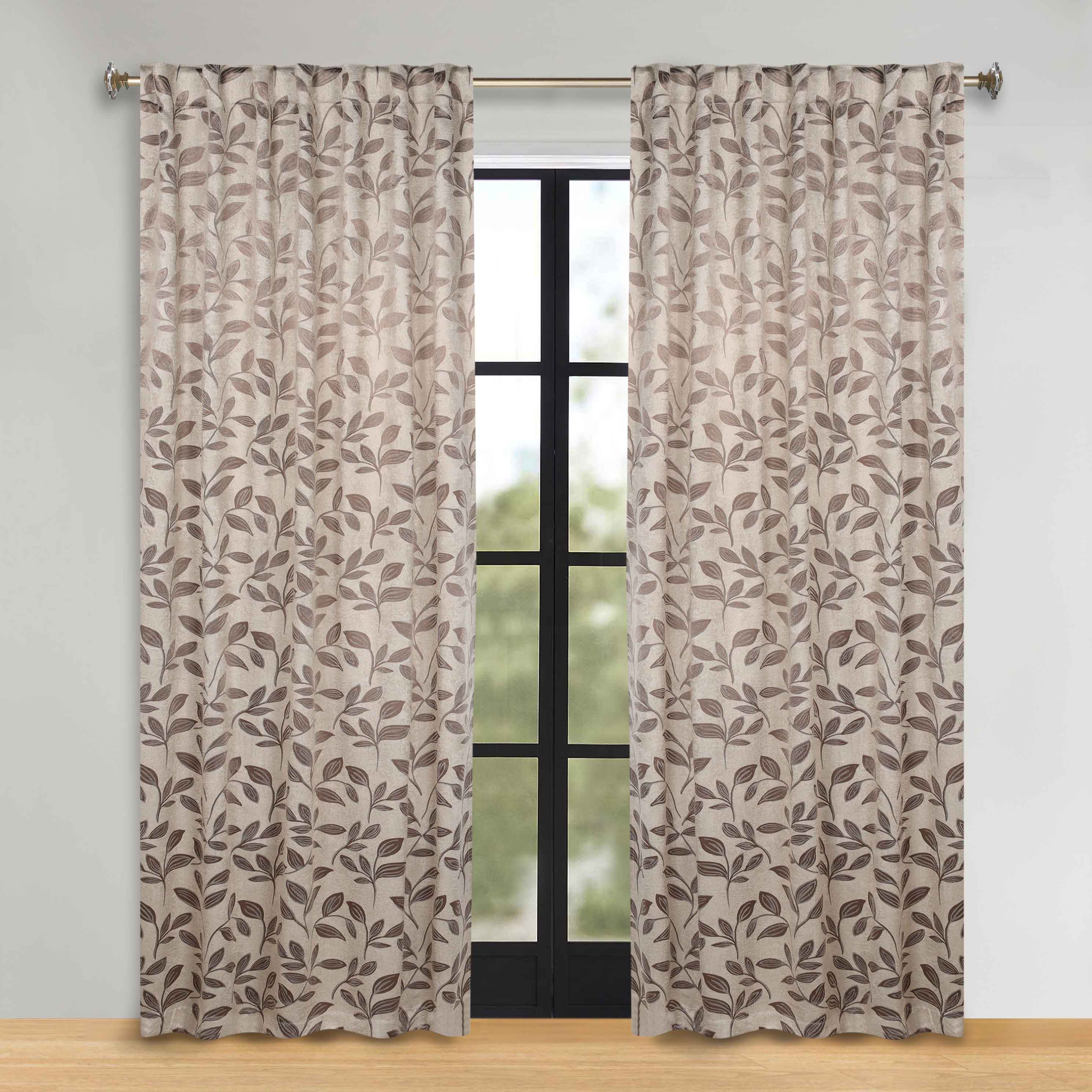 Superior Leaves Room Darkening Back Tab Blackout Curtains Panel Set - Blue Nile Mills