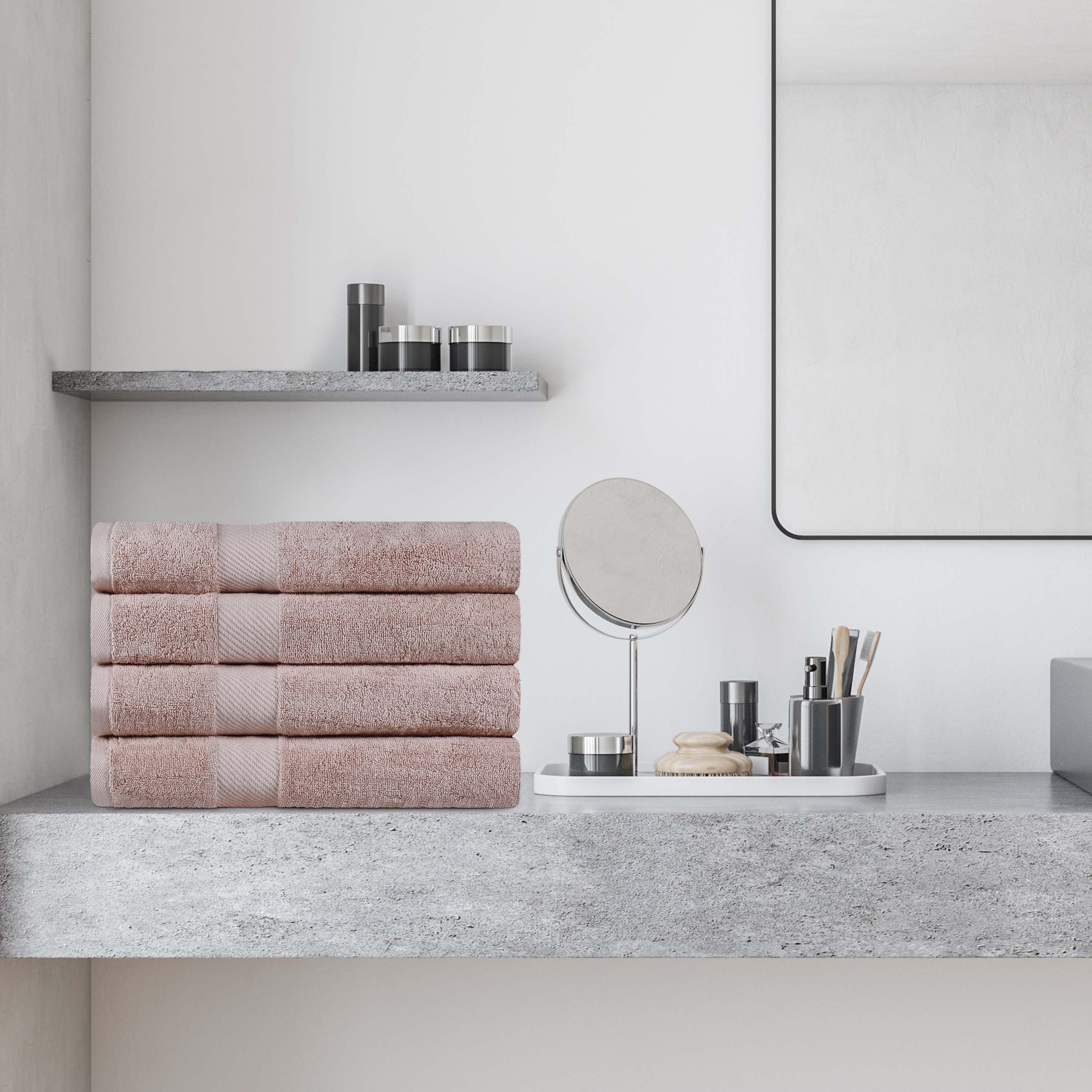 Kendell Egyptian Cotton 4 Piece Bath Towel Set with Dobby Border - Blue Nile Mills