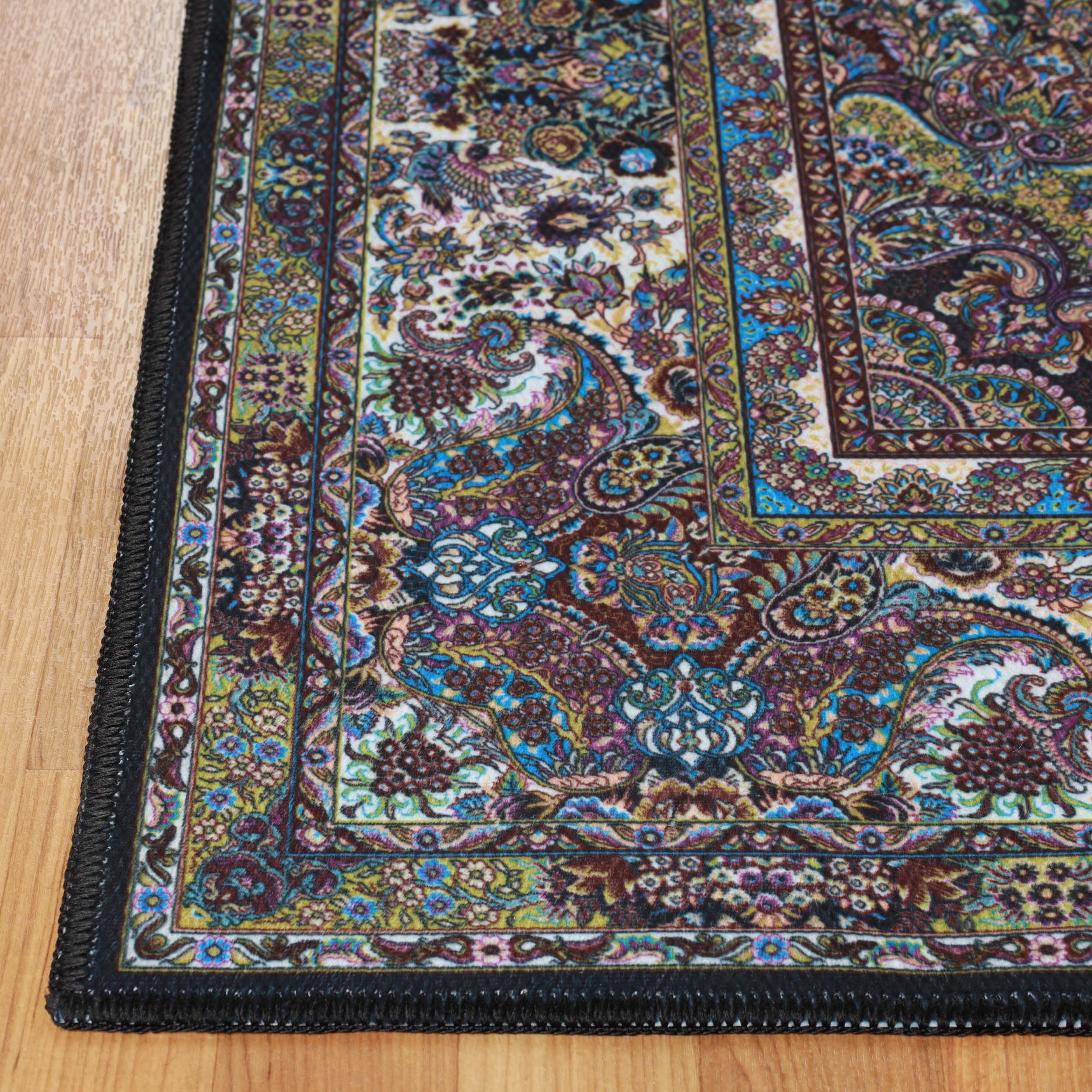 Flamingo Medallion Machine Washable Indoor Area Rug or Runner - Blue Nile Mills