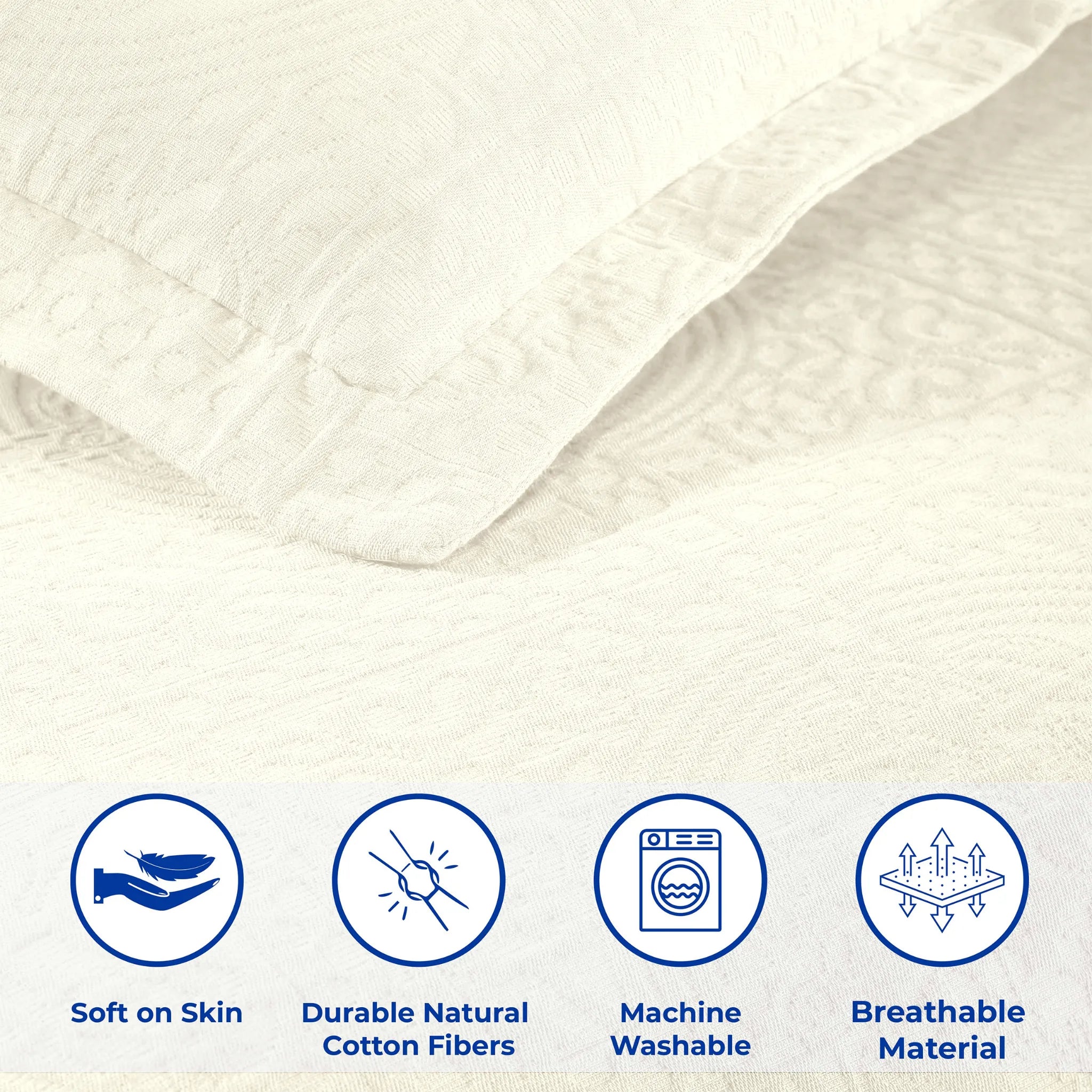 100% Cotton Jacquard Matelassé Fleur De Lis Bedspread Set - Blue Nile Mills