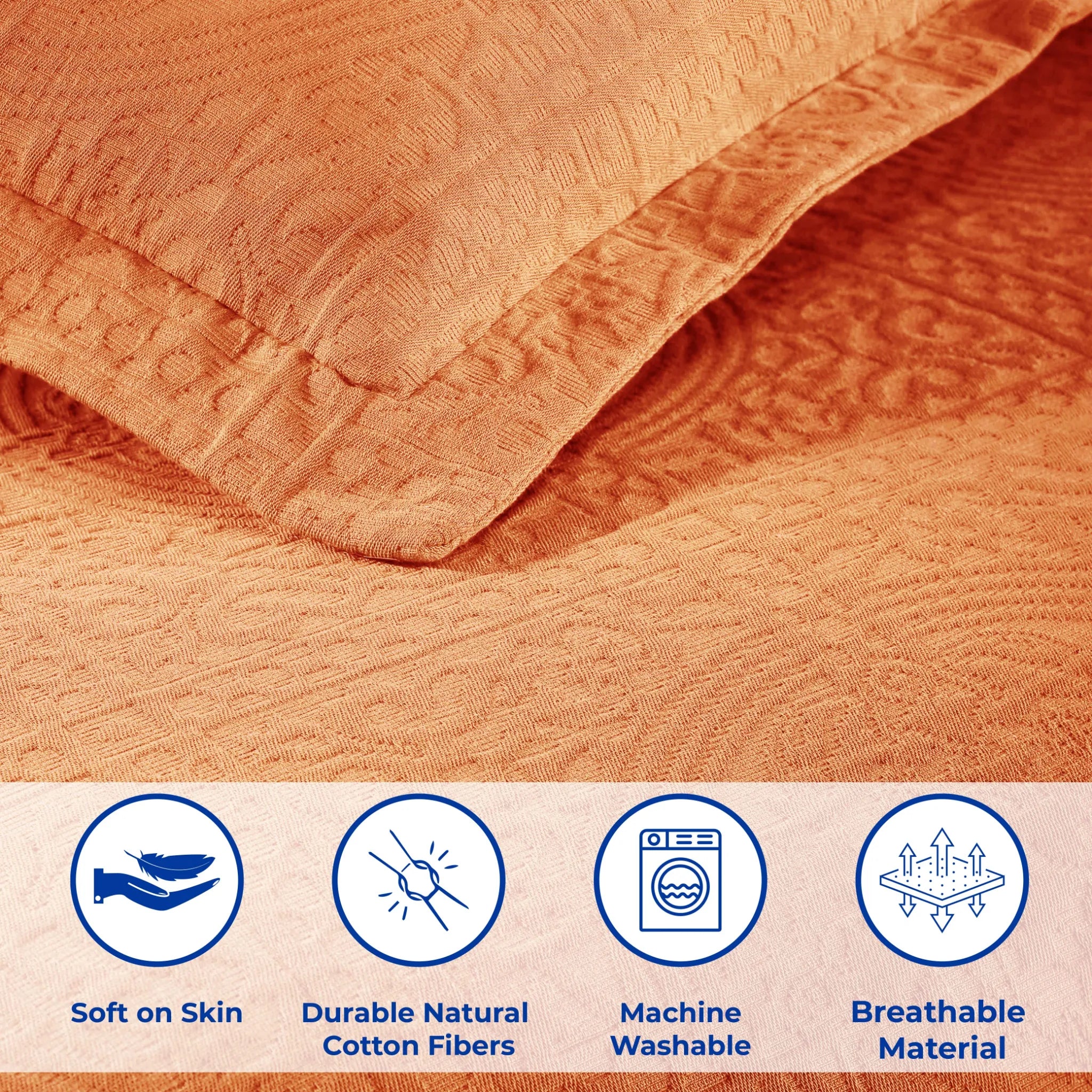 100% Cotton Jacquard Matelassé Fleur De Lis Bedspread Set - Blue Nile Mills