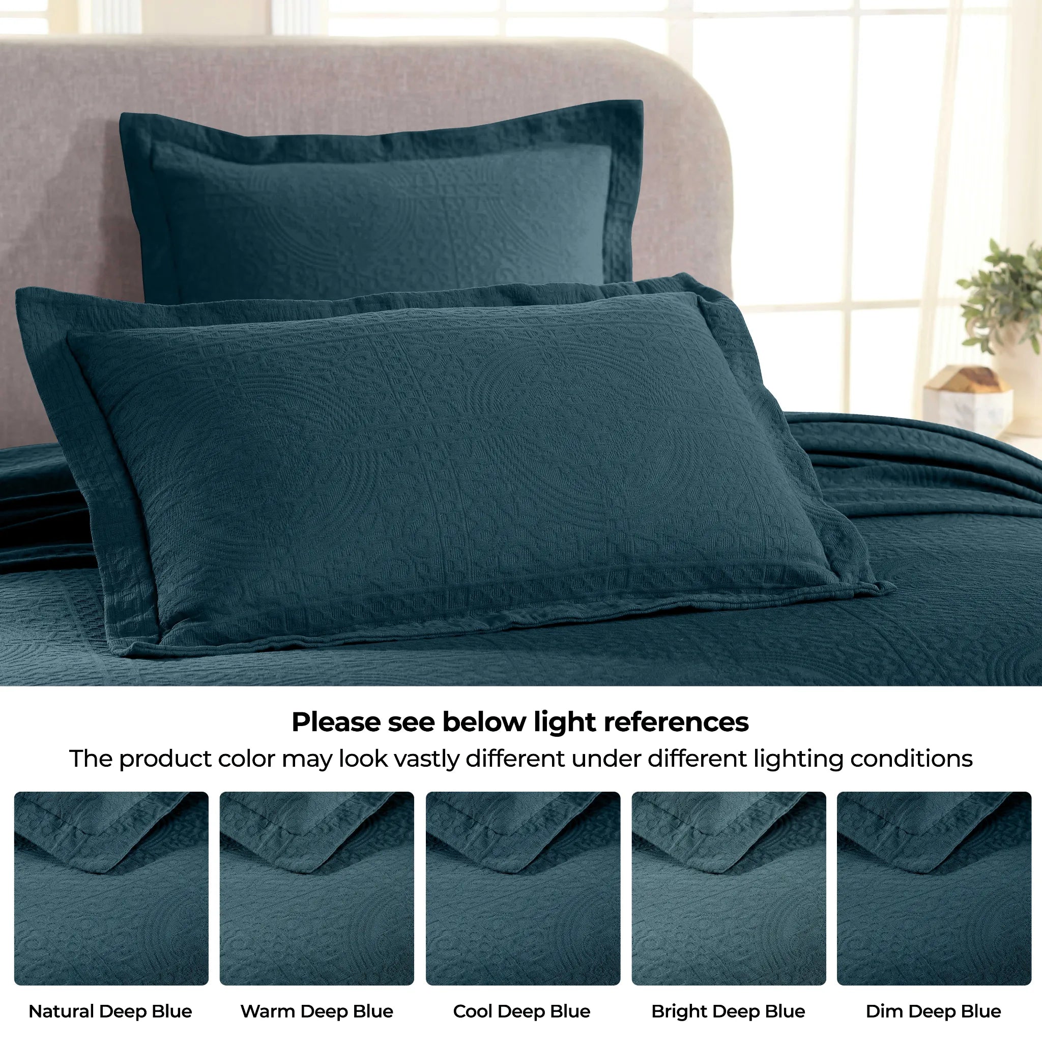 100% Cotton Jacquard Matelassé Fleur De Lis Bedspread Set - Blue Nile Mills