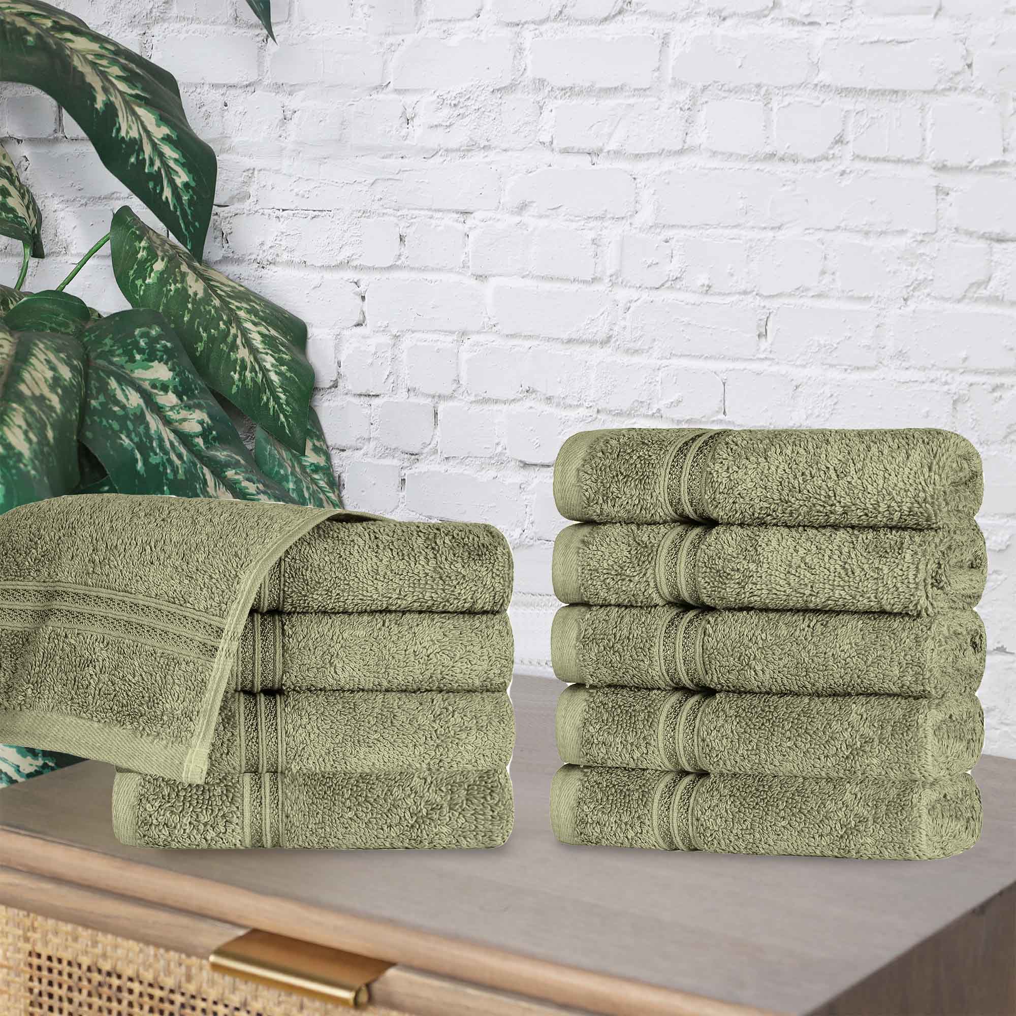 Egyptian Cotton Solid Face Towel Set of 10 - Blue Nile Mills