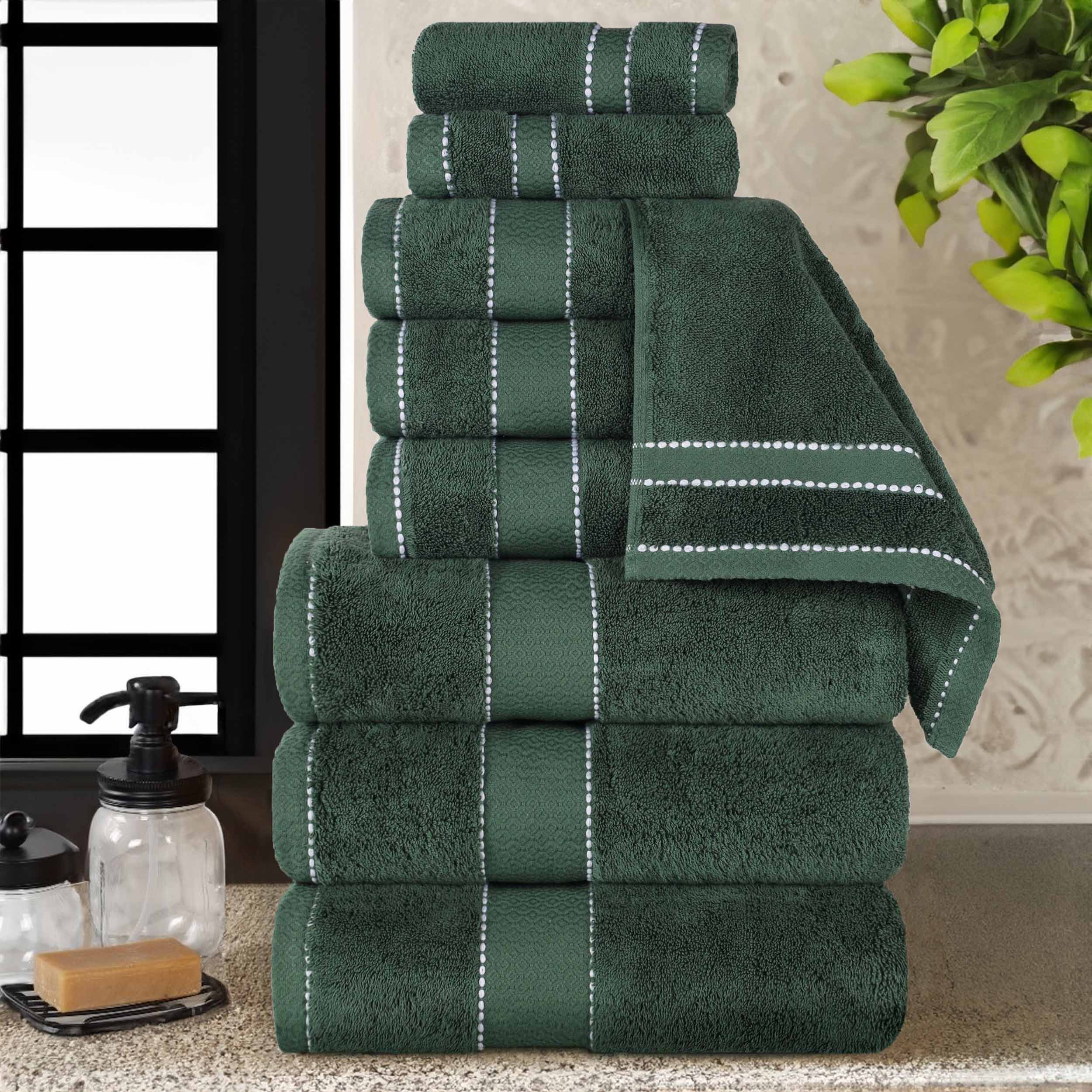 Niles Egypt Produced Giza Cotton Dobby Absorbent 9 Piece Towel Set - Blue Nile Mills