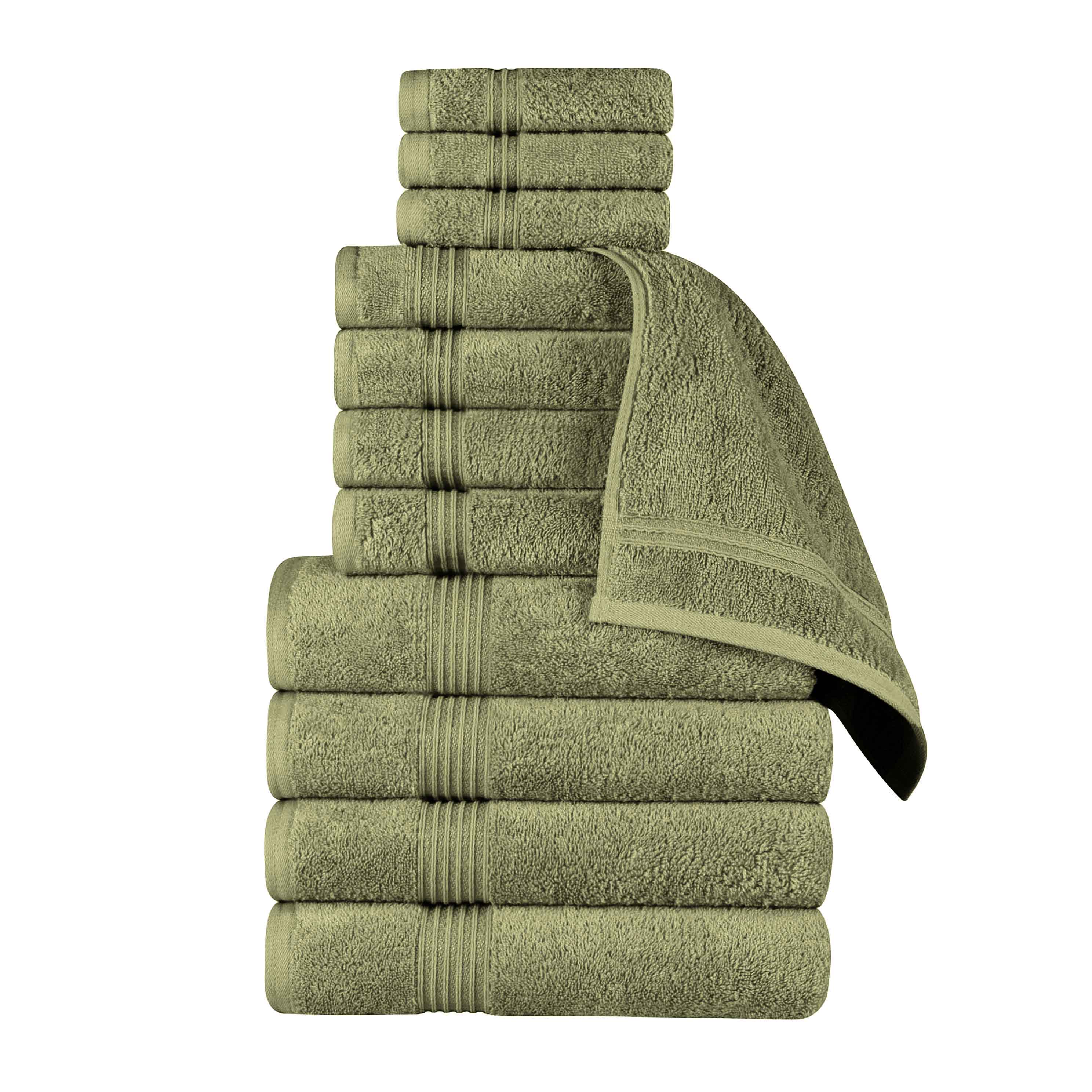 Egyptian Cotton Highly Absorbent Solid 12-Piece Ultra Soft Towel Set - Blue Nile Mills