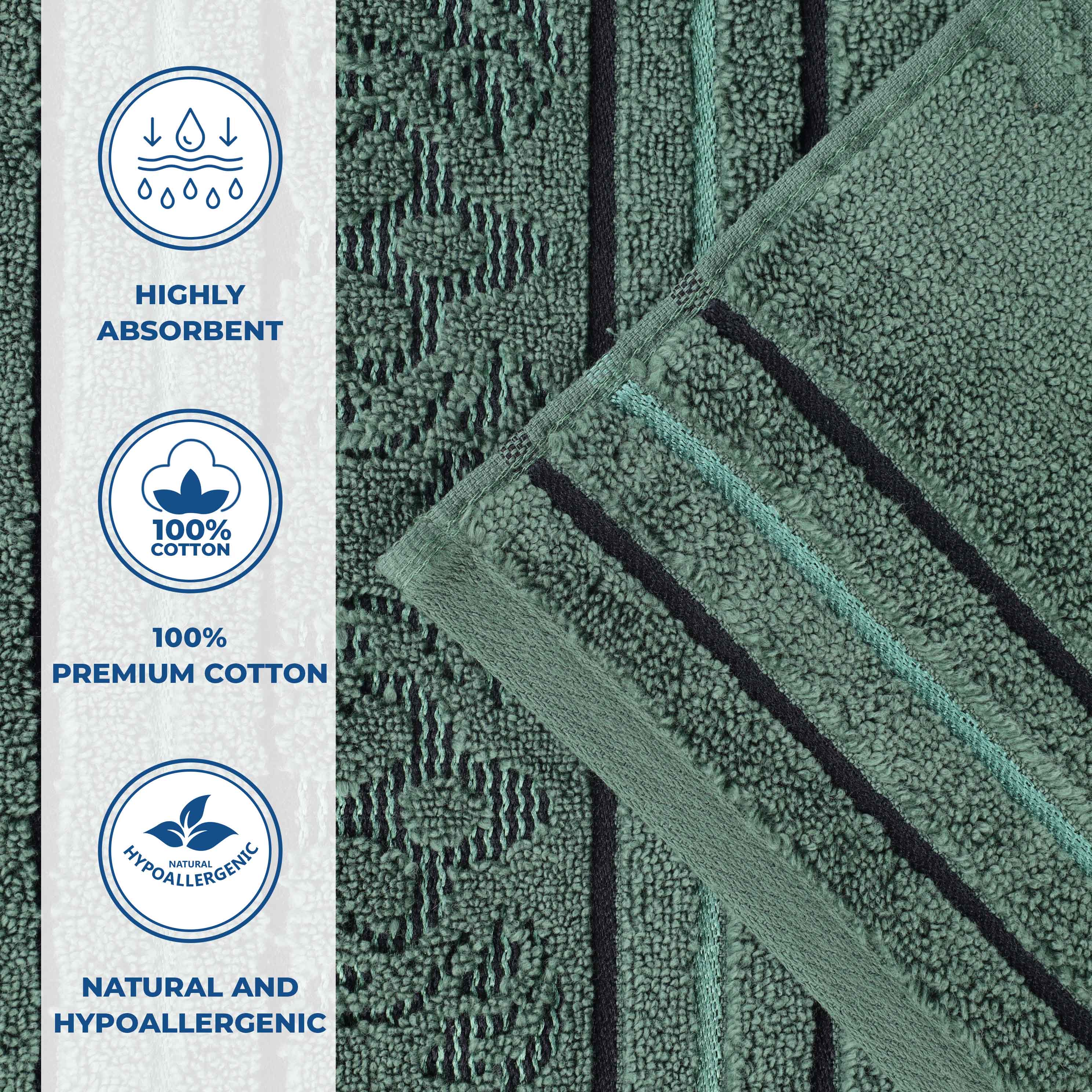 Sadie Zero Twist Cotton Solid and Jacquard Floral Hand Towel Set of 6 - Blue Nile Mills