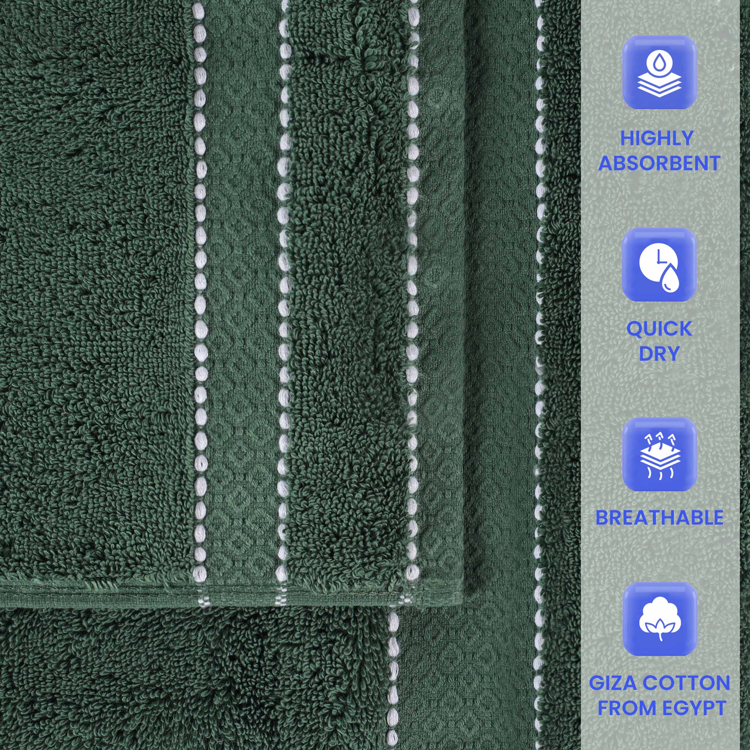 Niles Egypt Produced Giza Cotton Dobby Absorbent 9 Piece Towel Set - Blue Nile Mills