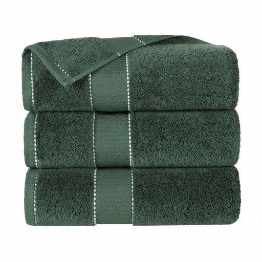 Niles Egypt Produced Giza Cotton Dobby Ultra-Plush Bath Towel Set of 3 - Forrest Green
