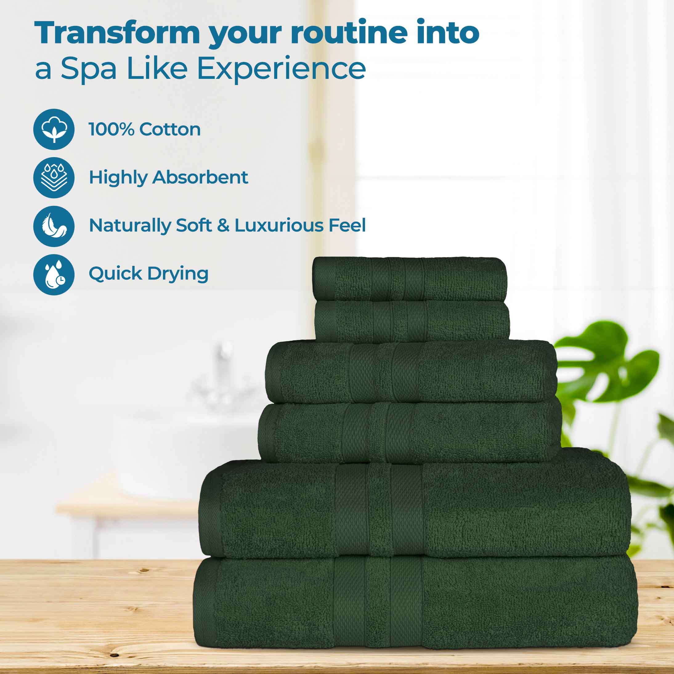 Ultra-Soft Cotton Absorbent Quick-Drying 12 Piece Assorted Towel Set - Blue Nile Mills
