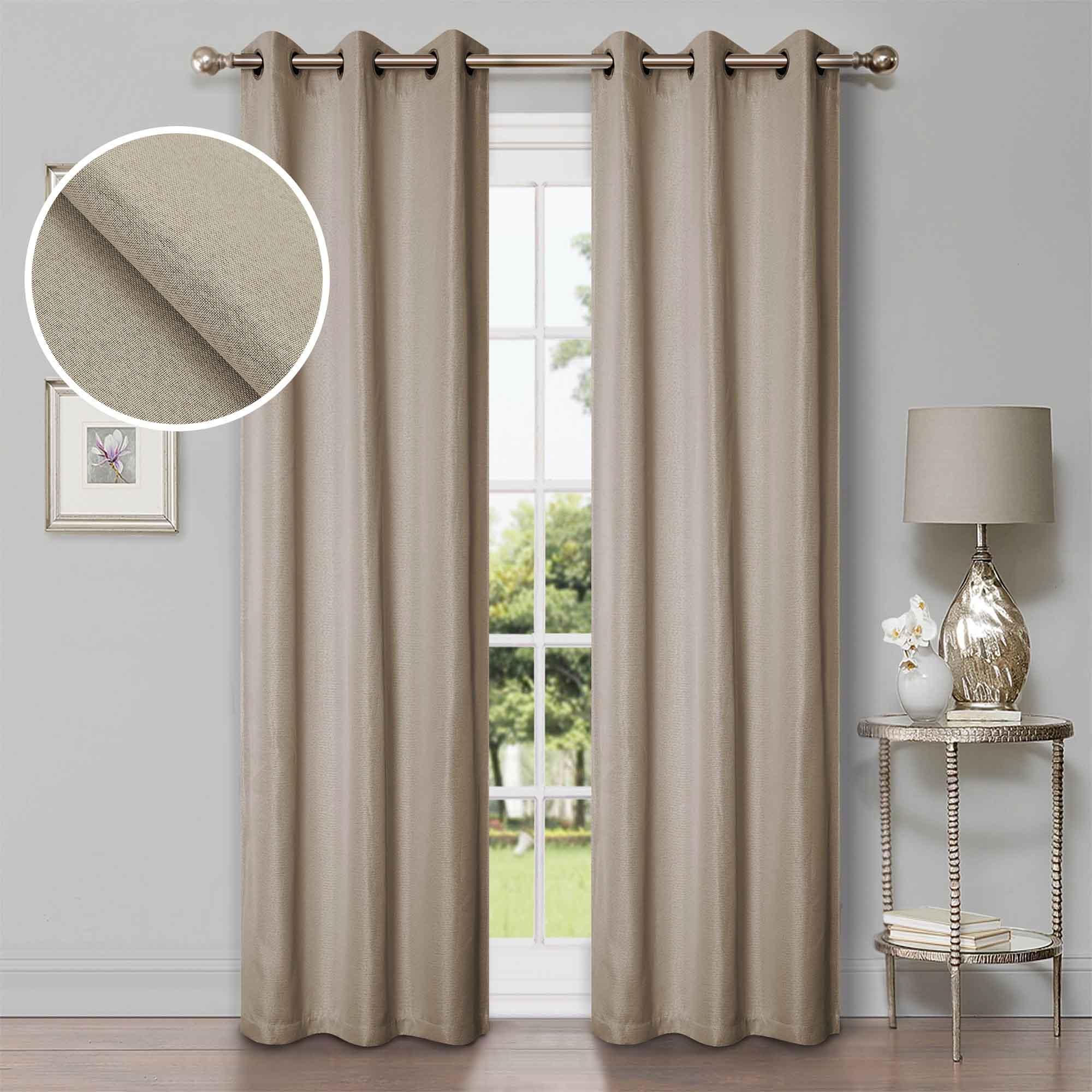 Linen Pattern Washable Room Darkening Blackout Curtain Set 42" - Blue Nile Mills