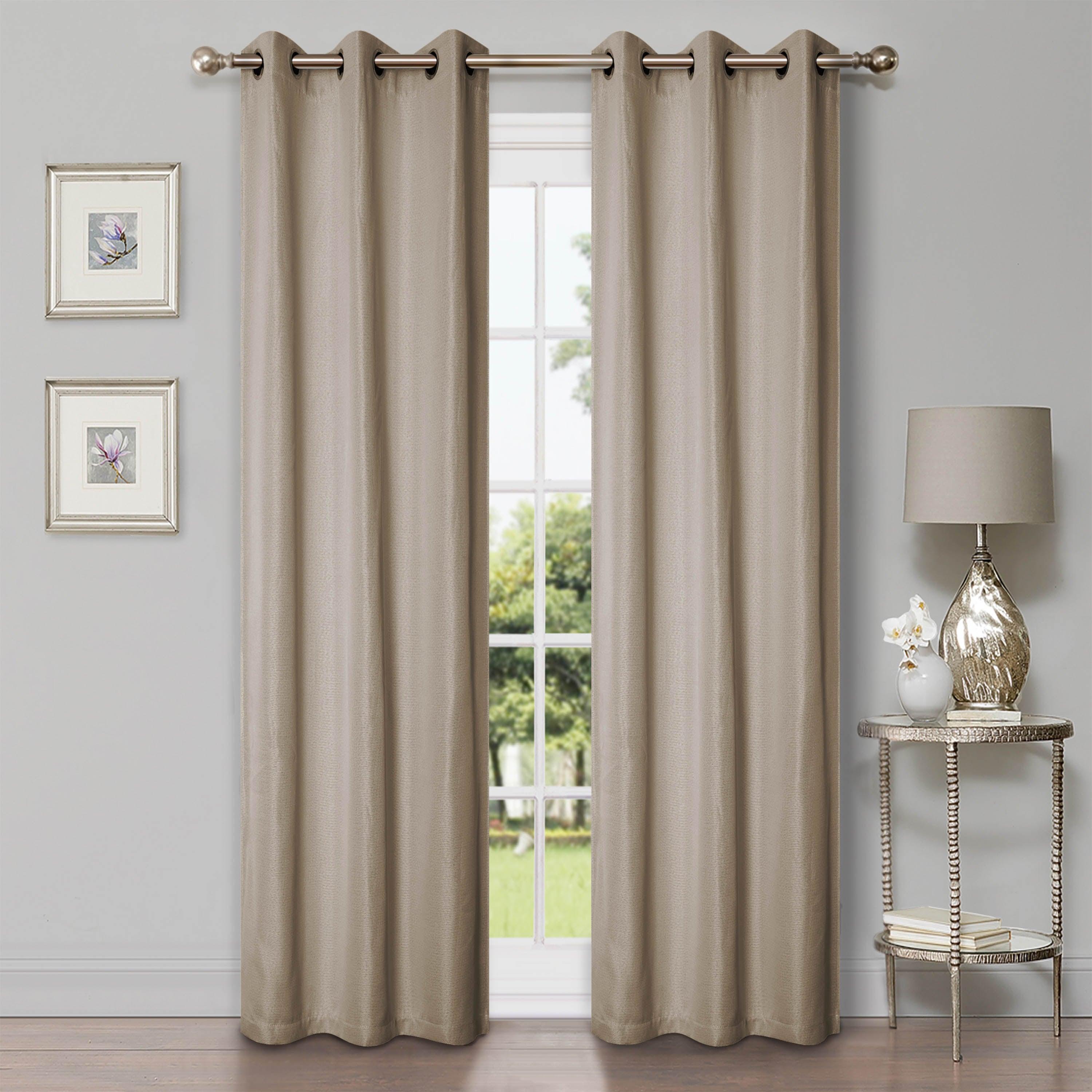 Linen Pattern Washable Room Darkening Blackout Curtain Set 42" - Blue Nile Mills
