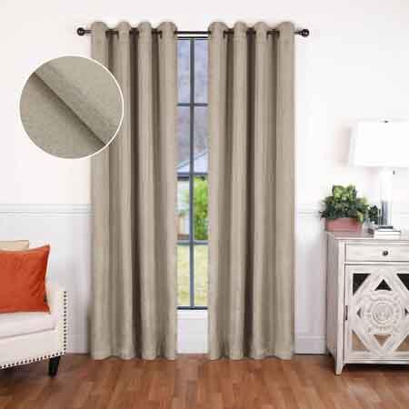Linen Pattern Washable Room Darkening Blackout Curtain Set - Blue Nile Mills